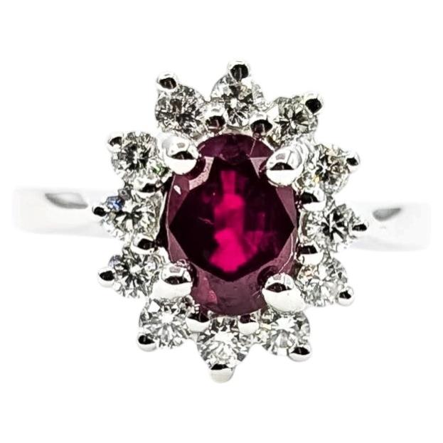 Ruby & Diamond Ring in 18k White Gold
