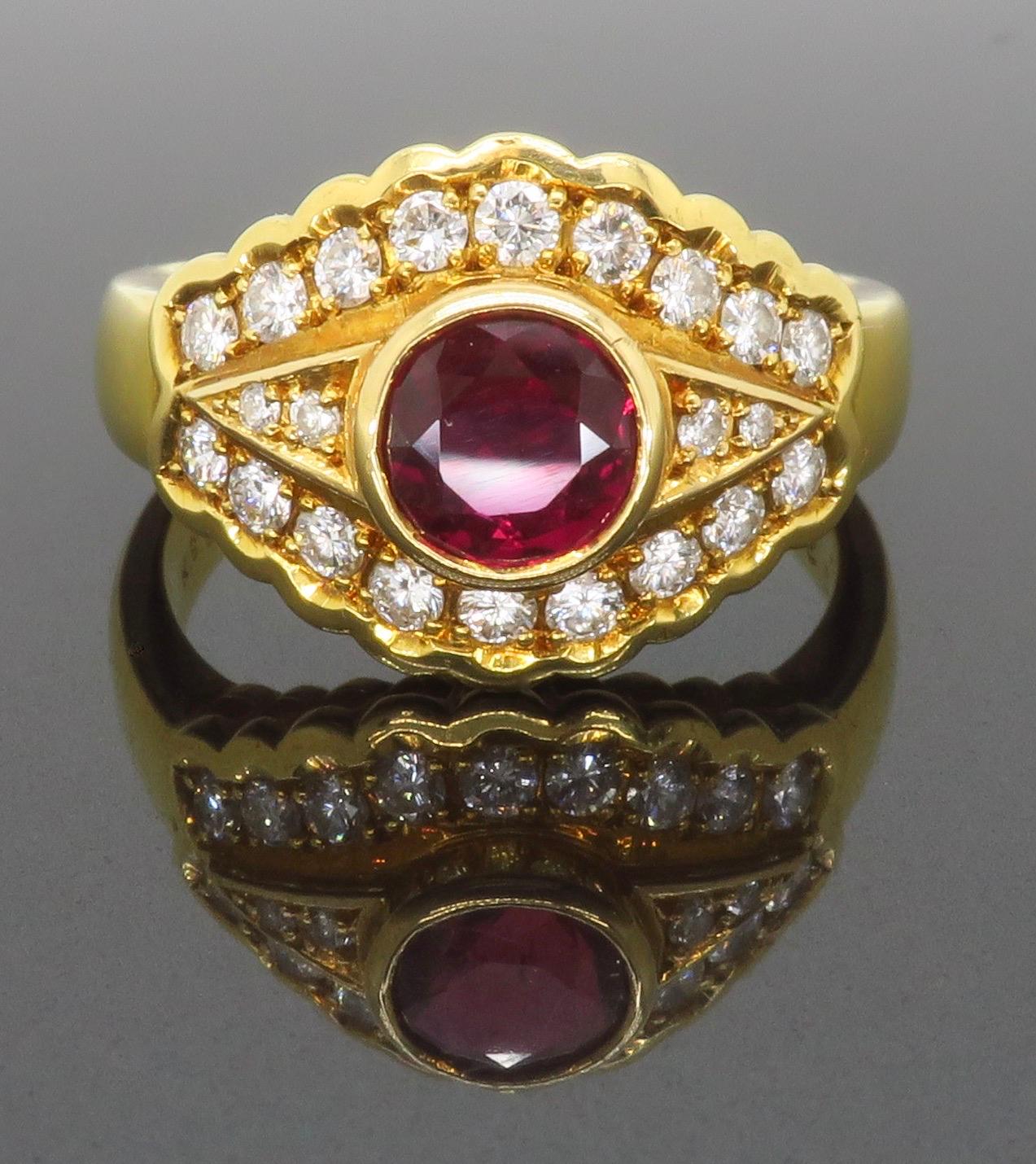 Ruby & Diamond Ring Made in 18k Yellow Gold 7