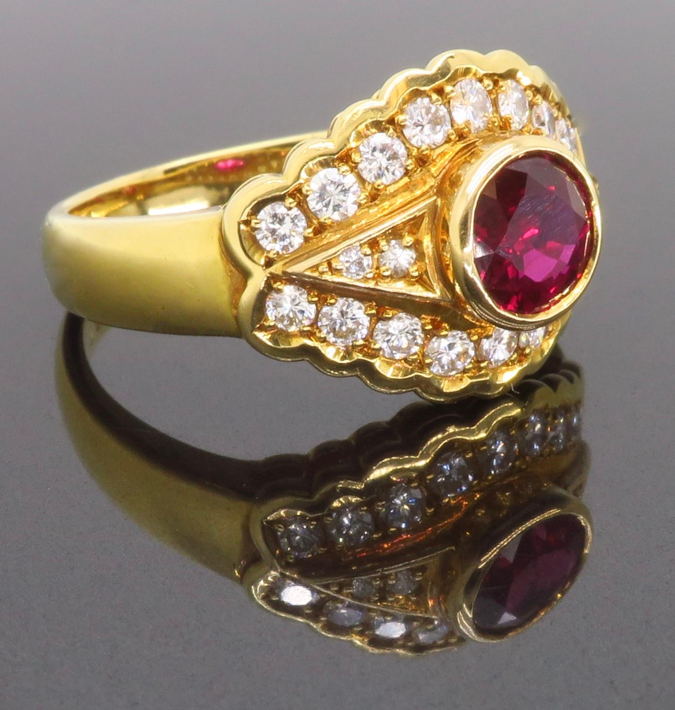 Ruby & Diamond Ring Made in 18k Yellow Gold 8