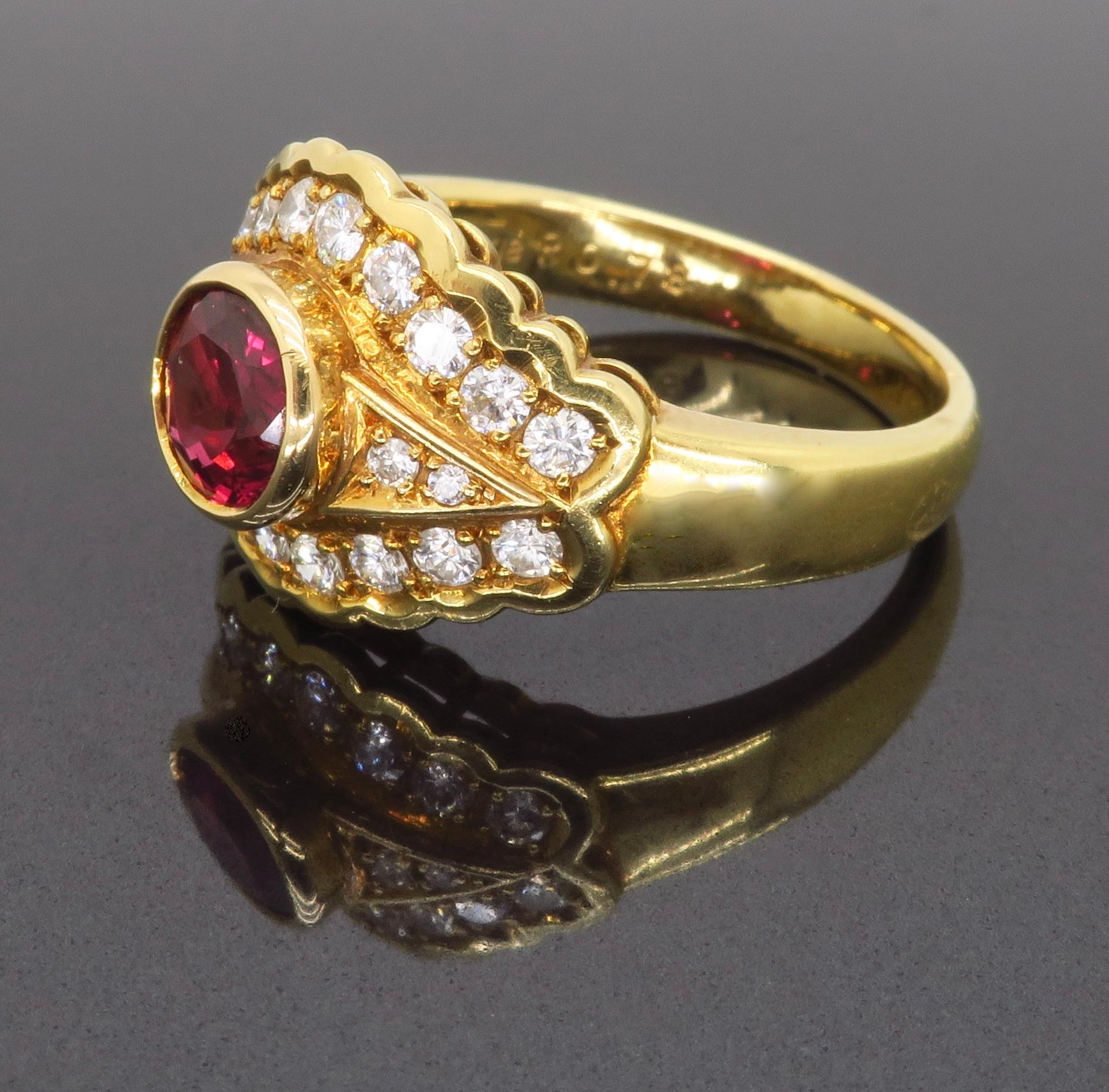 Ruby & Diamond Ring Made in 18k Yellow Gold 10