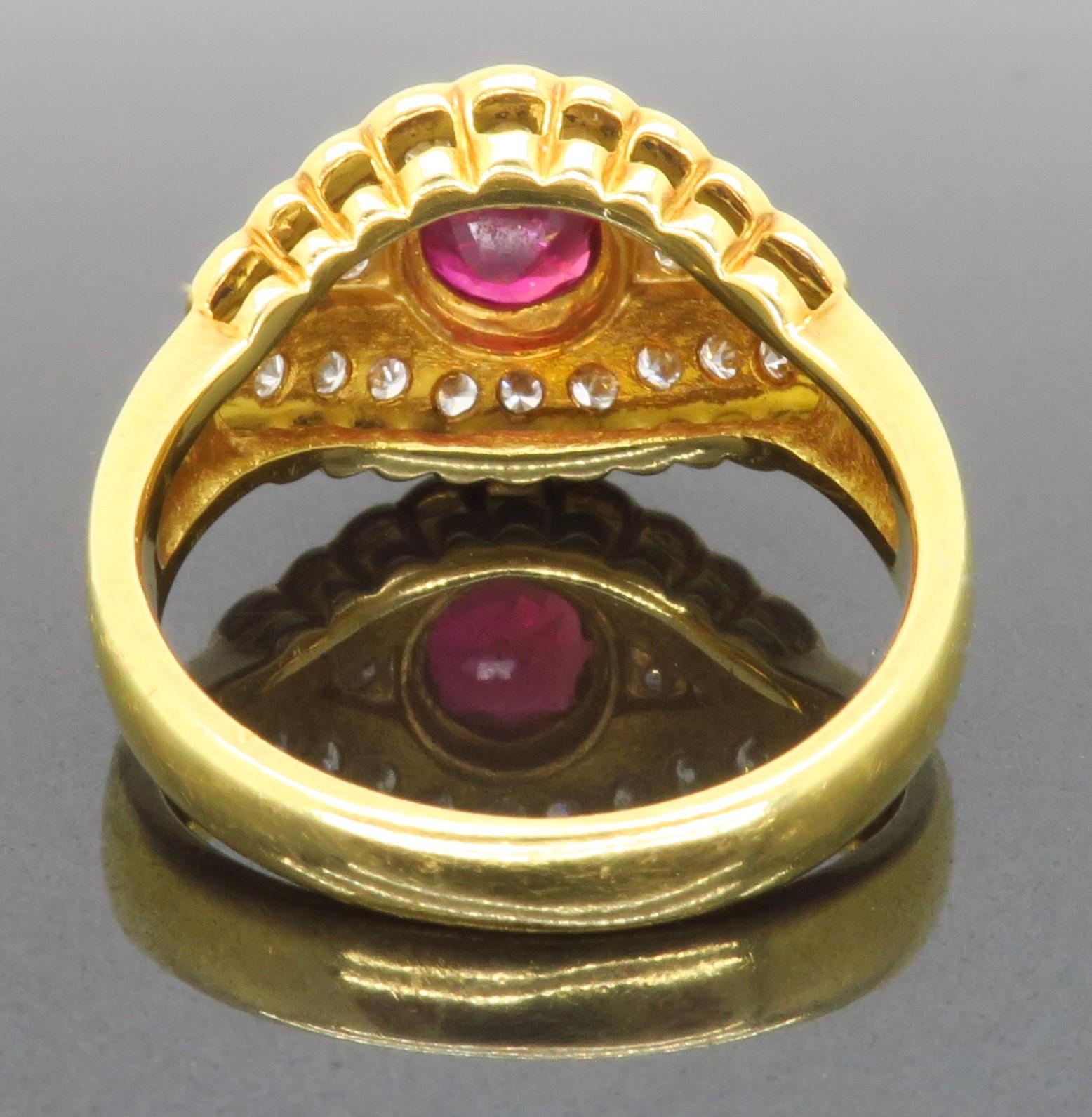 Ruby & Diamond Ring Made in 18k Yellow Gold 11