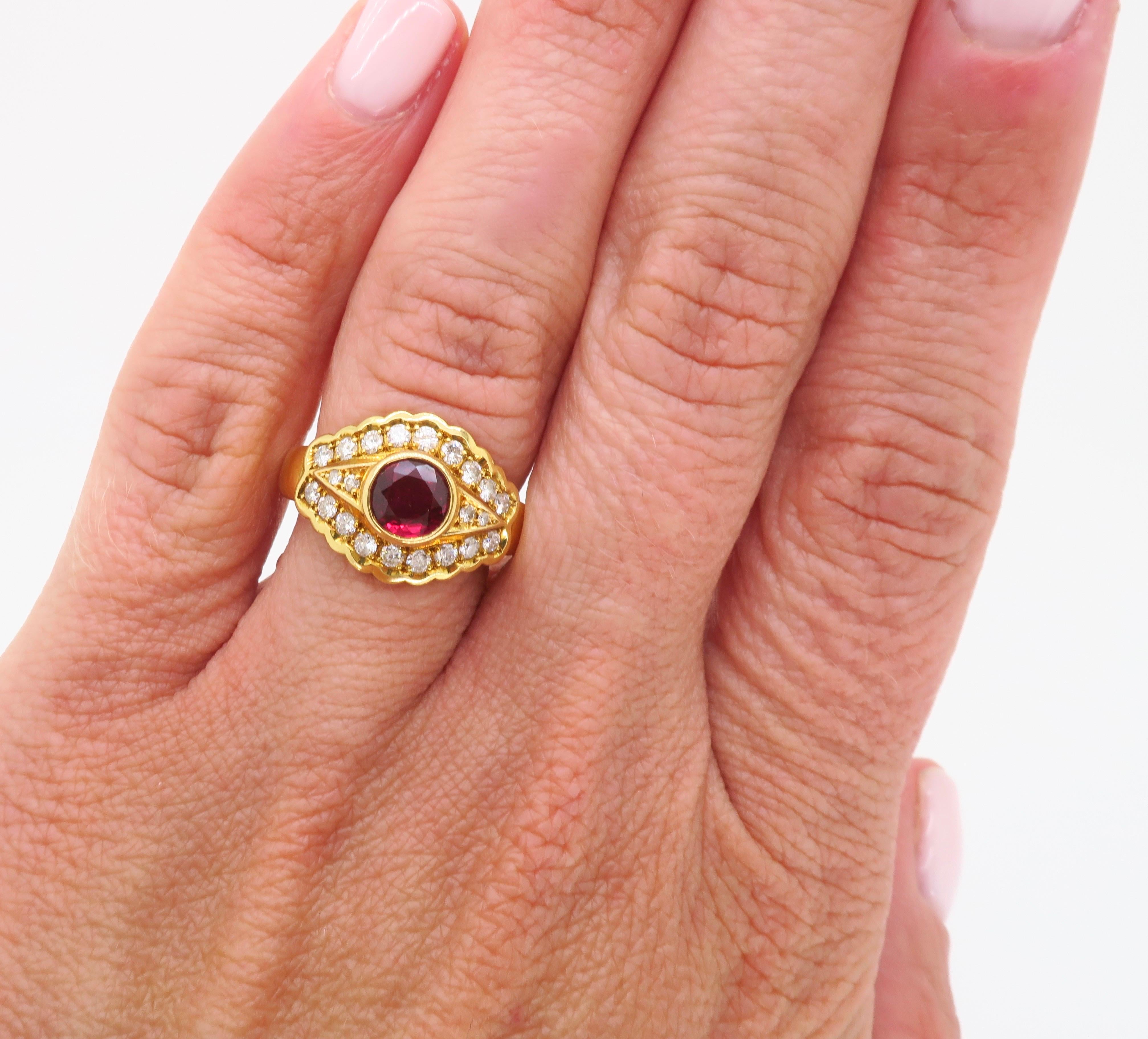 Ruby & Diamond Ring Made in 18k Yellow Gold 12