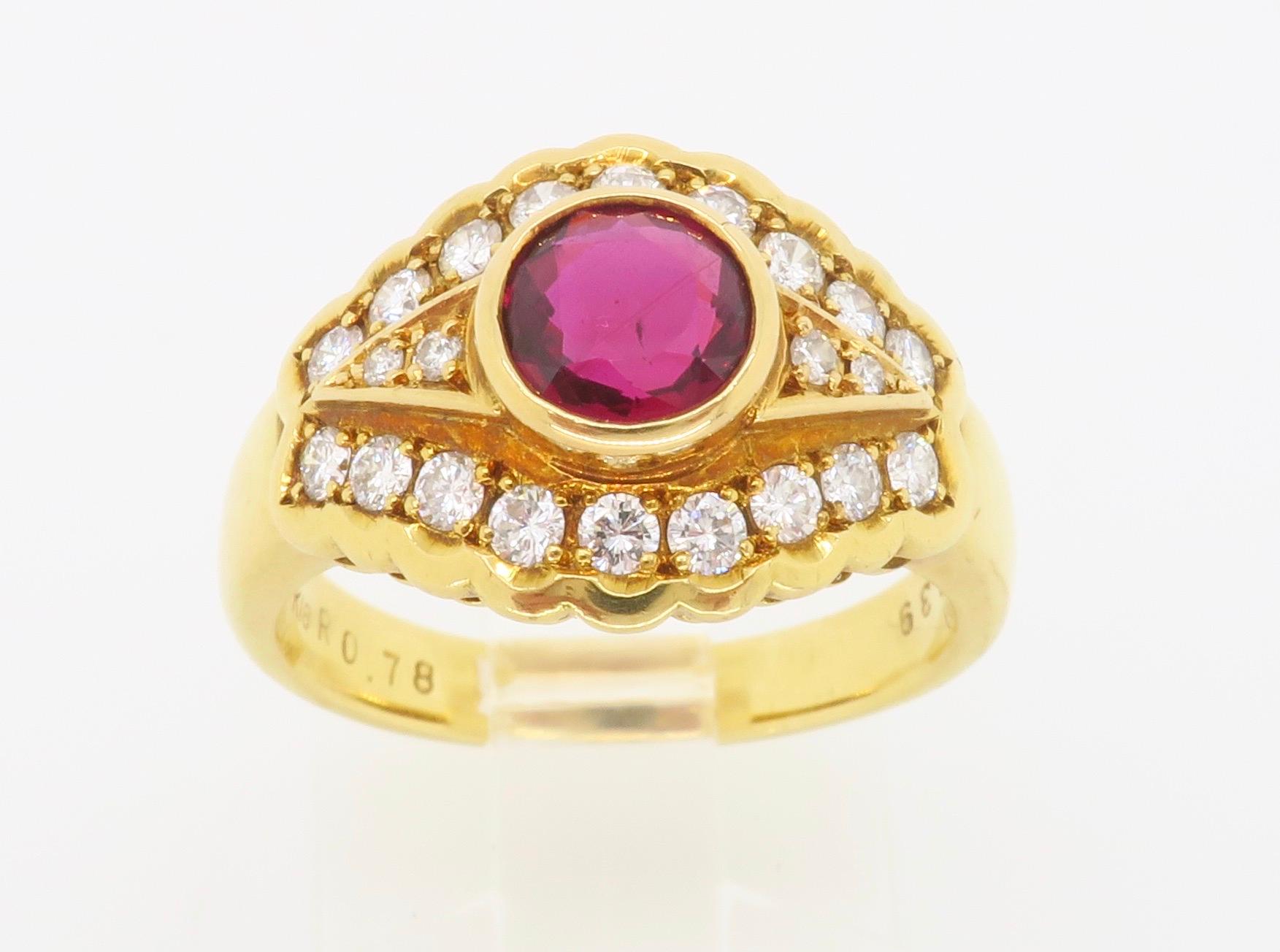 Ruby & Diamond Ring Made in 18k Yellow Gold 1