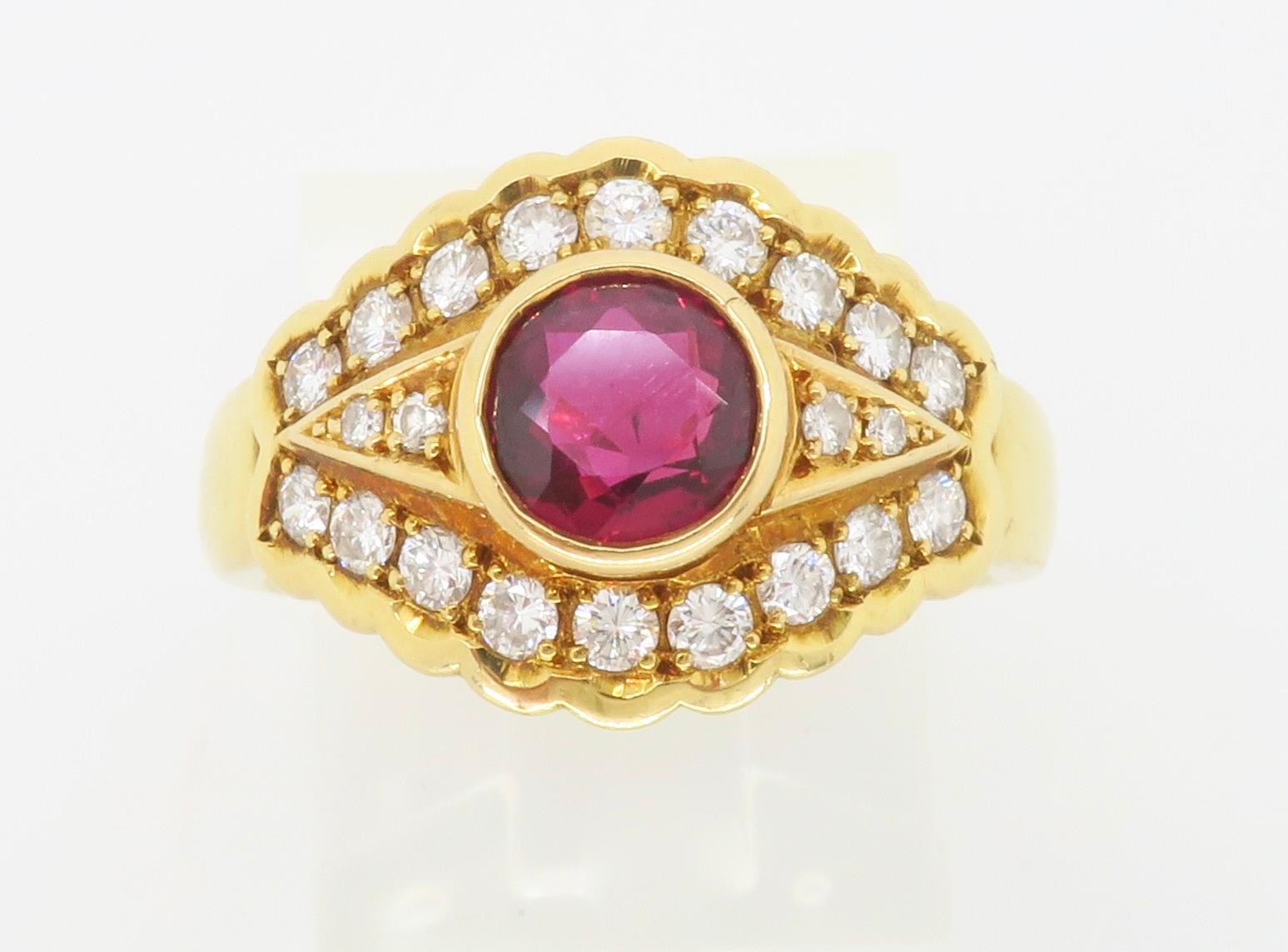 Ruby & Diamond Ring Made in 18k Yellow Gold 2