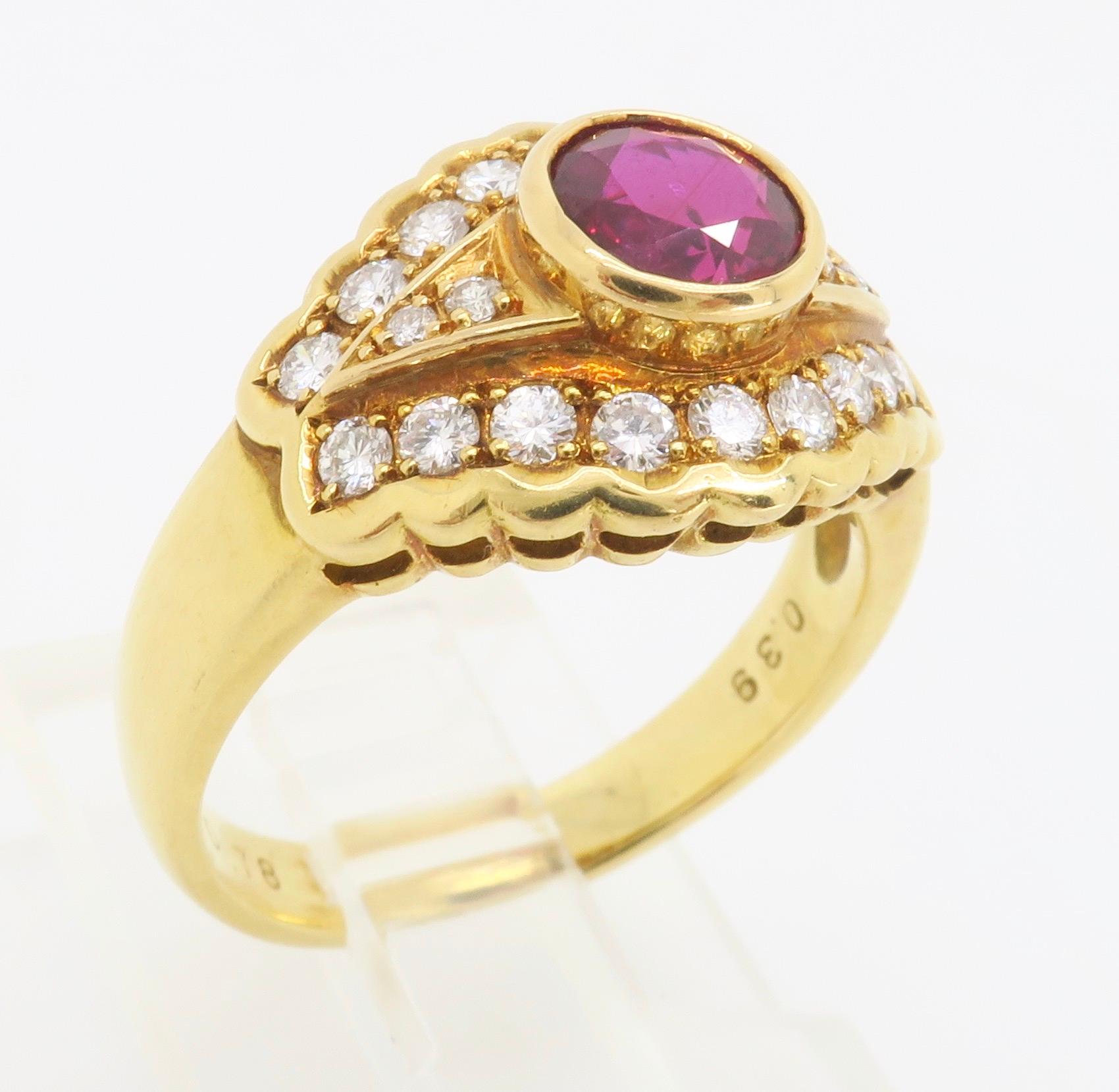 Ruby & Diamond Ring Made in 18k Yellow Gold 3