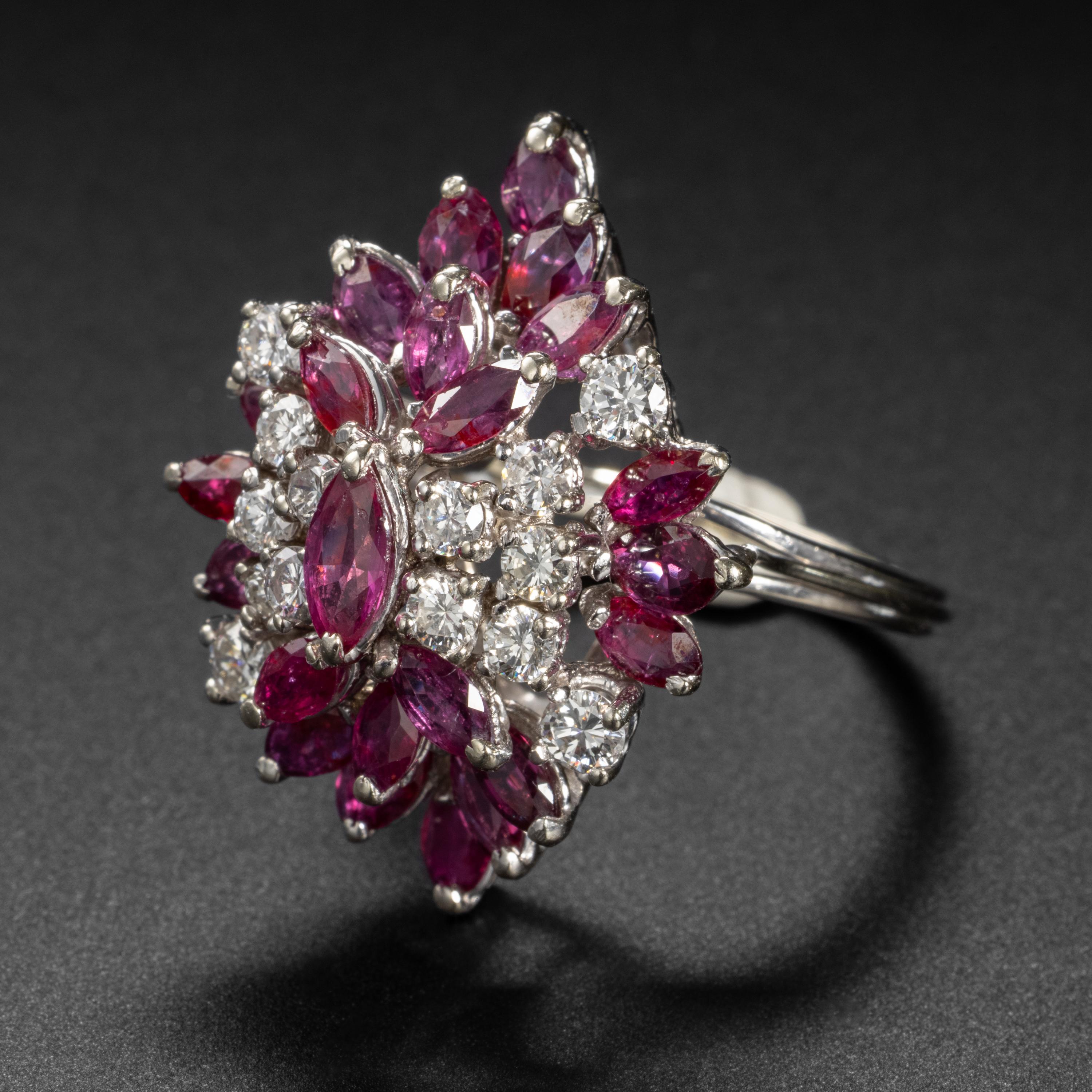 Modern Ruby & Diamond Ring Midcentury 4.38 Carats For Sale