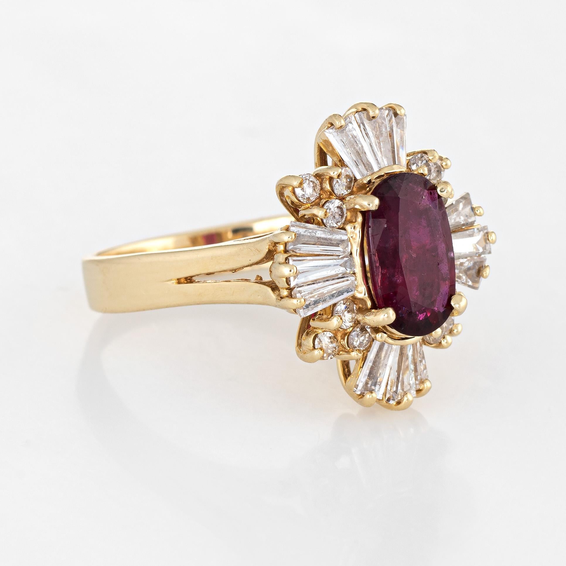 Modern Ruby Diamond Ring Mixed Cuts Vintage 14 Karat Gold Cocktail Jewelry Estate 6