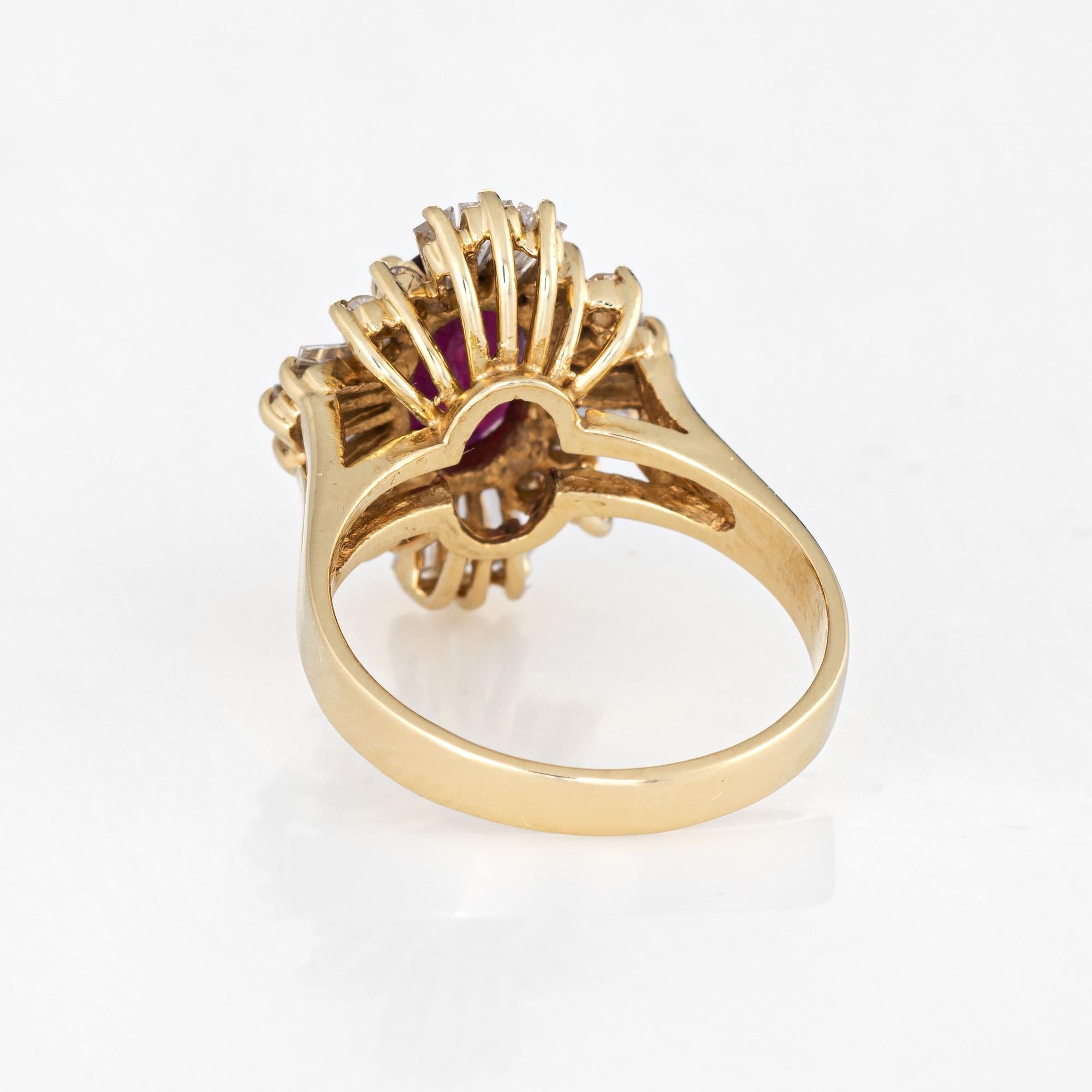 Women's Ruby Diamond Ring Mixed Cuts Vintage 14 Karat Gold Cocktail Jewelry Estate 6