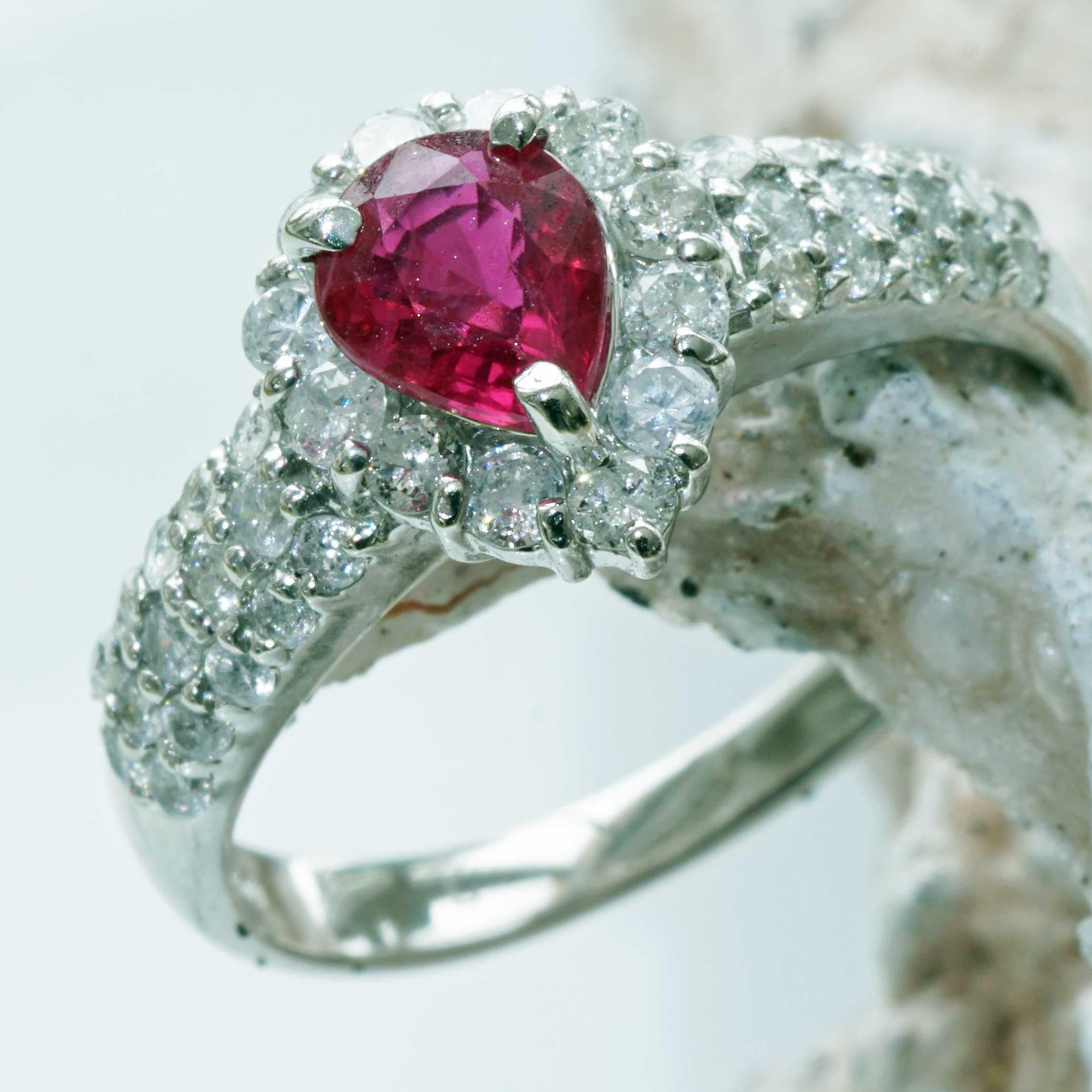 Platinring mit Rubin, Diamant 0,51 0,52 ct AAA Qualität sooo fein, ein Symbol der Liebe im Angebot 4