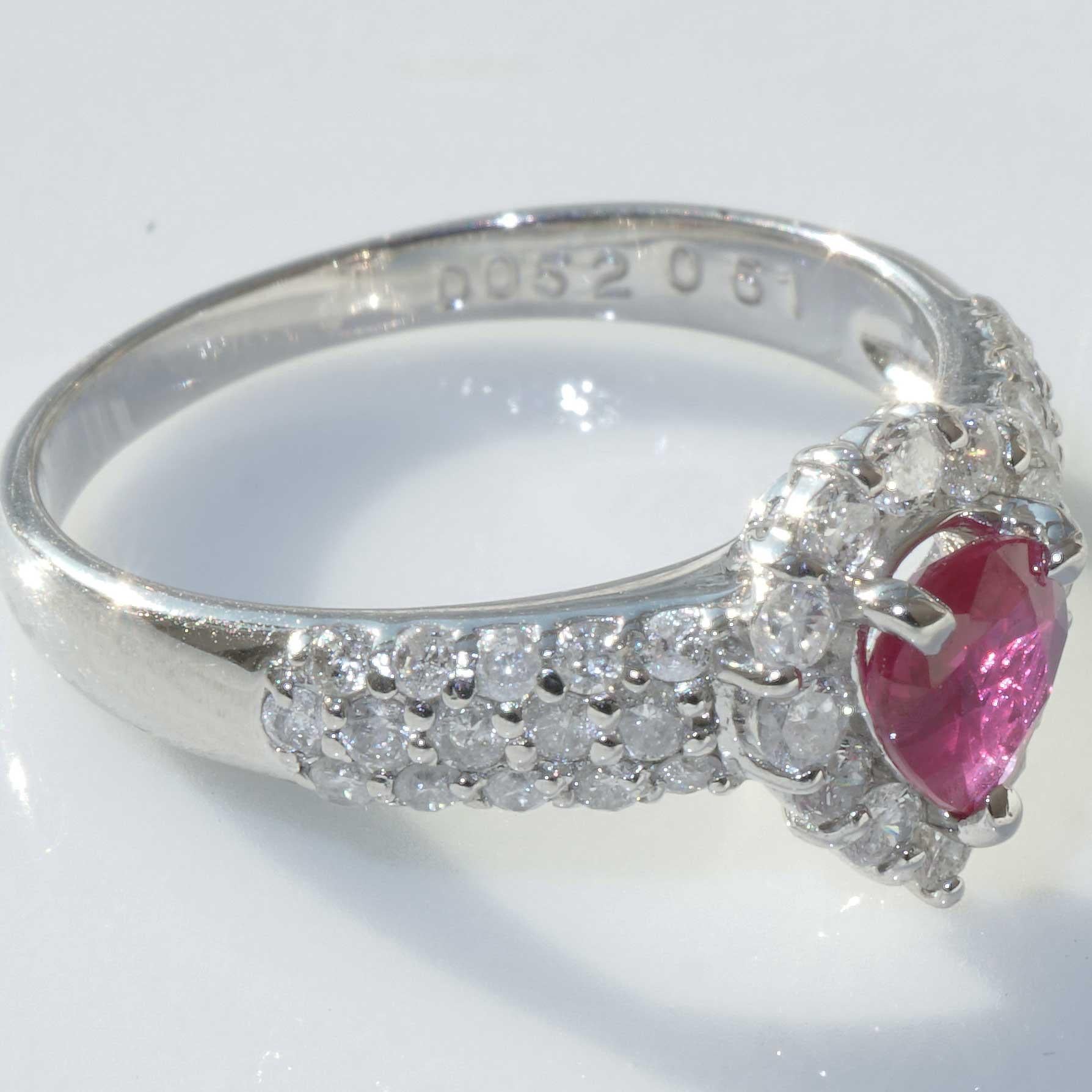 Platinring mit Rubin, Diamant 0,51 0,52 ct AAA Qualität sooo fein, ein Symbol der Liebe im Angebot 6