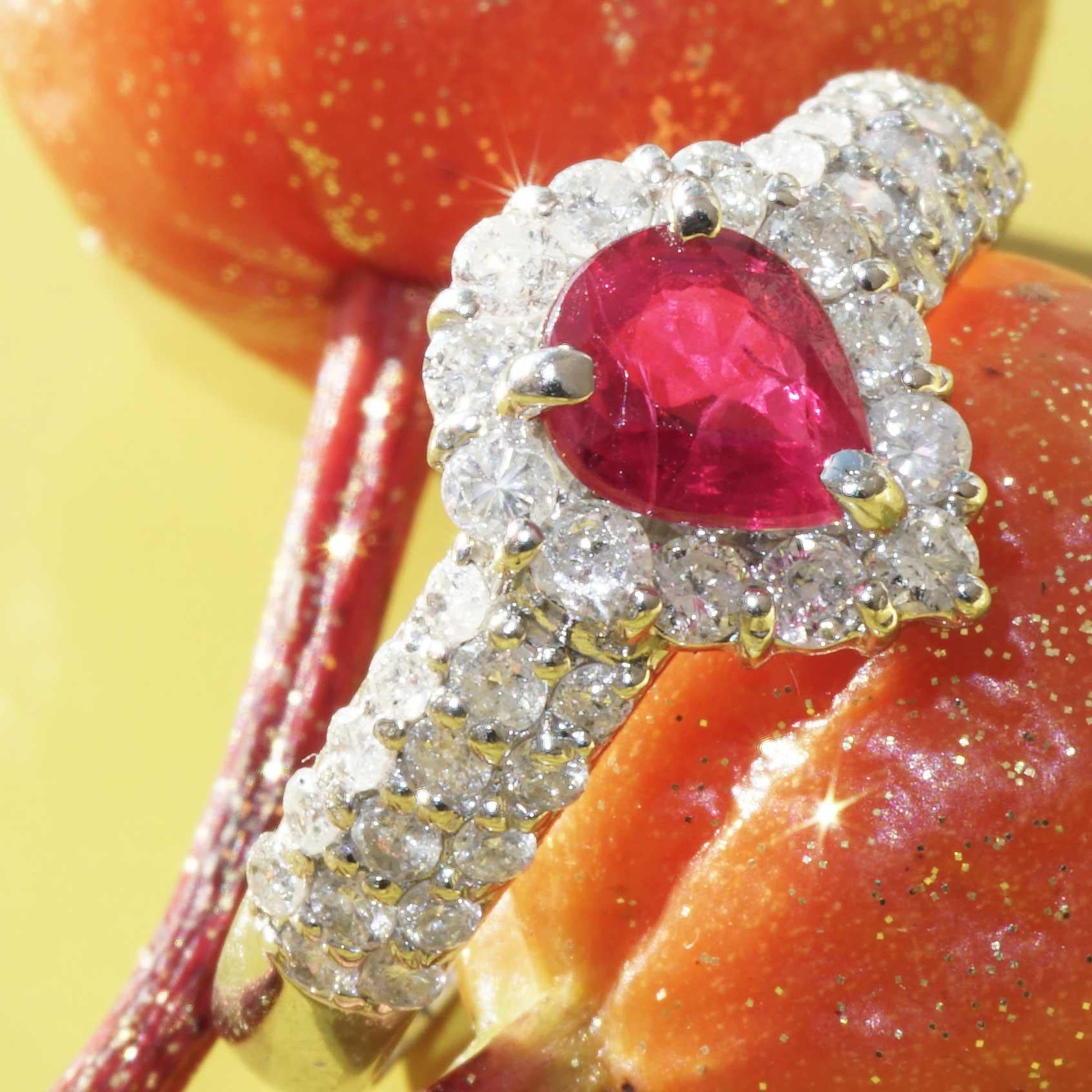 Platinring mit Rubin, Diamant 0,51 0,52 ct AAA Qualität sooo fein, ein Symbol der Liebe im Angebot 10