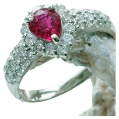 Anillo de diamantes Rubí Platino 0,51 0,52 ct Calidad AAA taaan fino un símbolo de amor