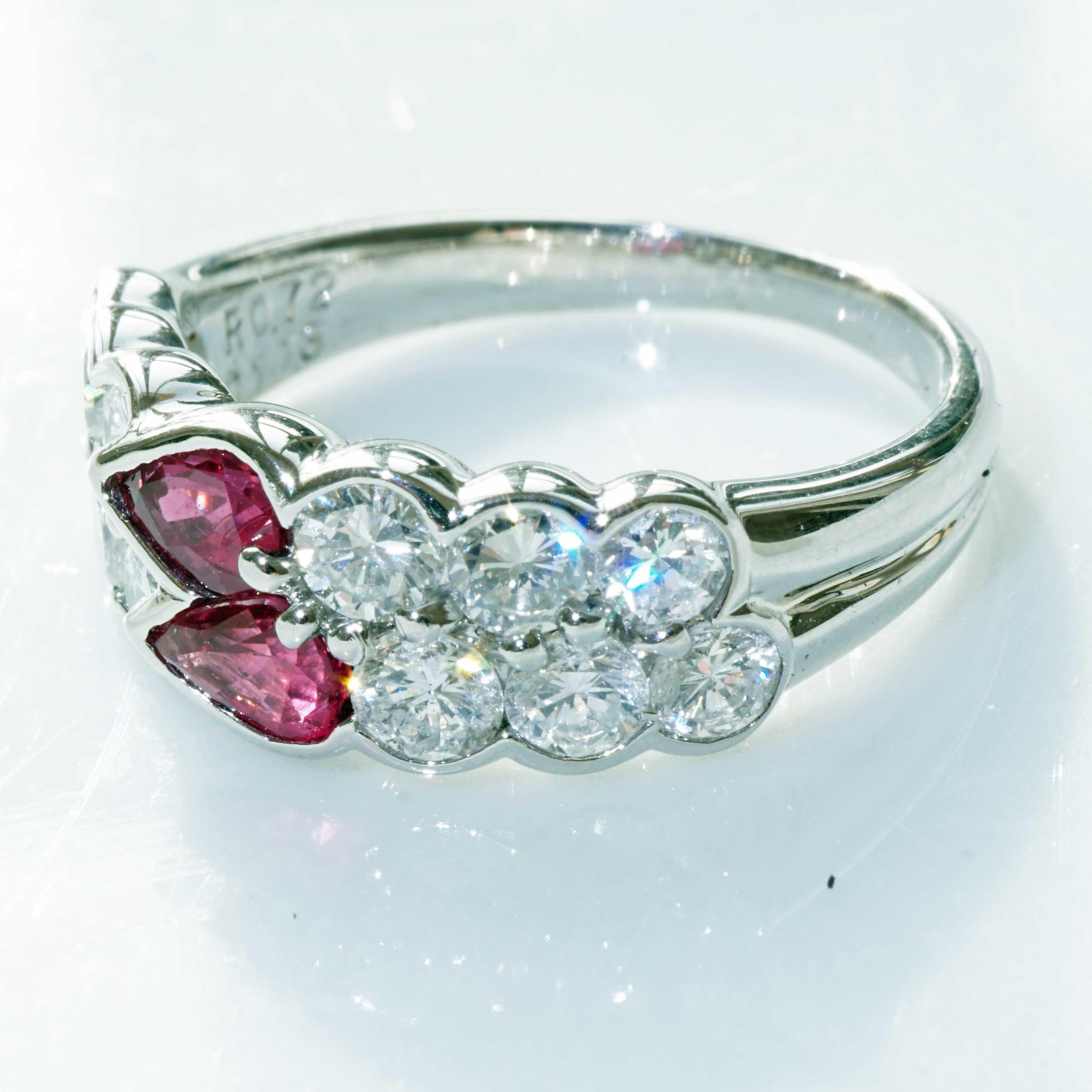 Ruby Diamond Ring Platinum 0.72 ct 1.11 ct High Quality Gems and handcrafted For Sale 7