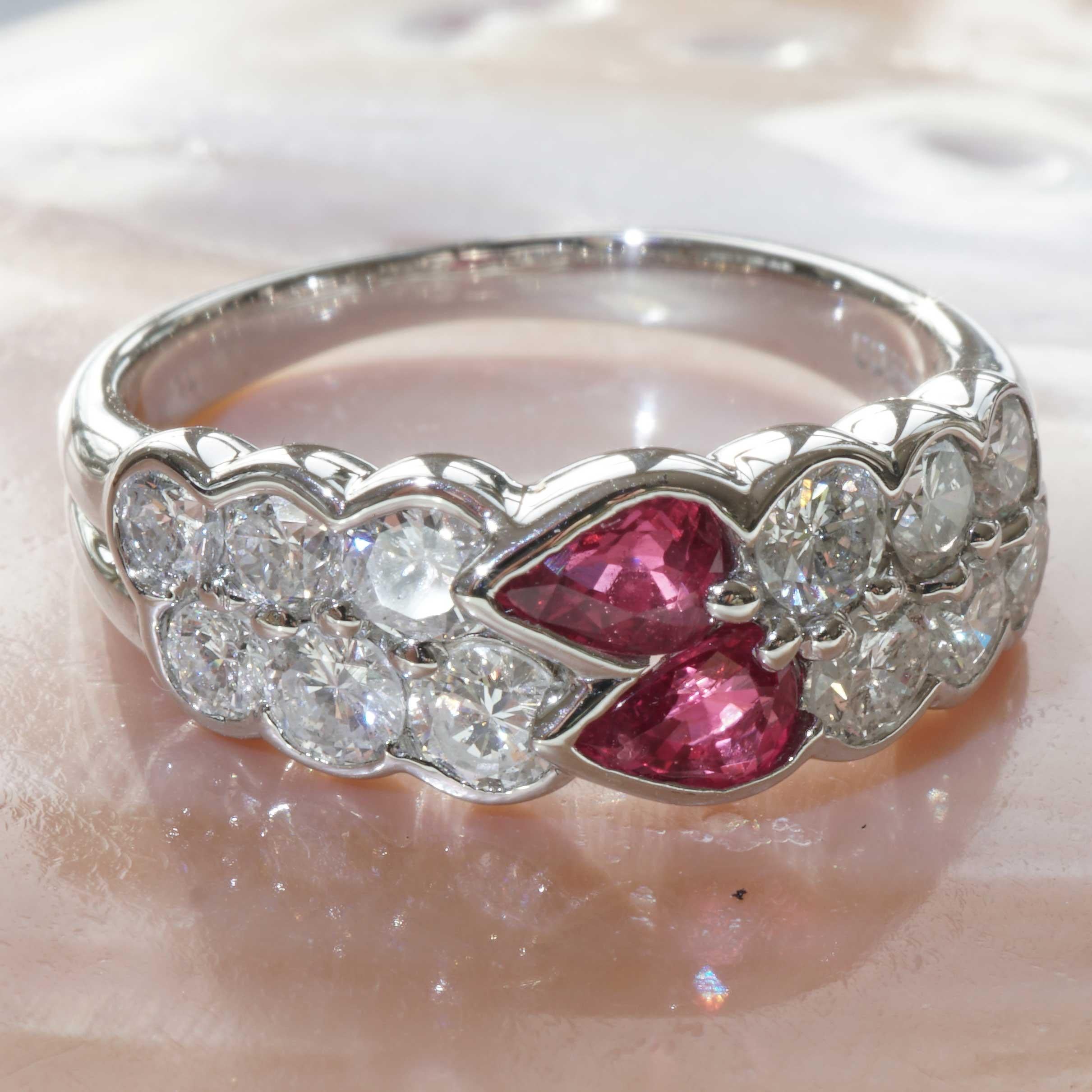 Modern Ruby Diamond Ring Platinum 0.72 ct 1.11 ct High Quality Gems and handcrafted For Sale