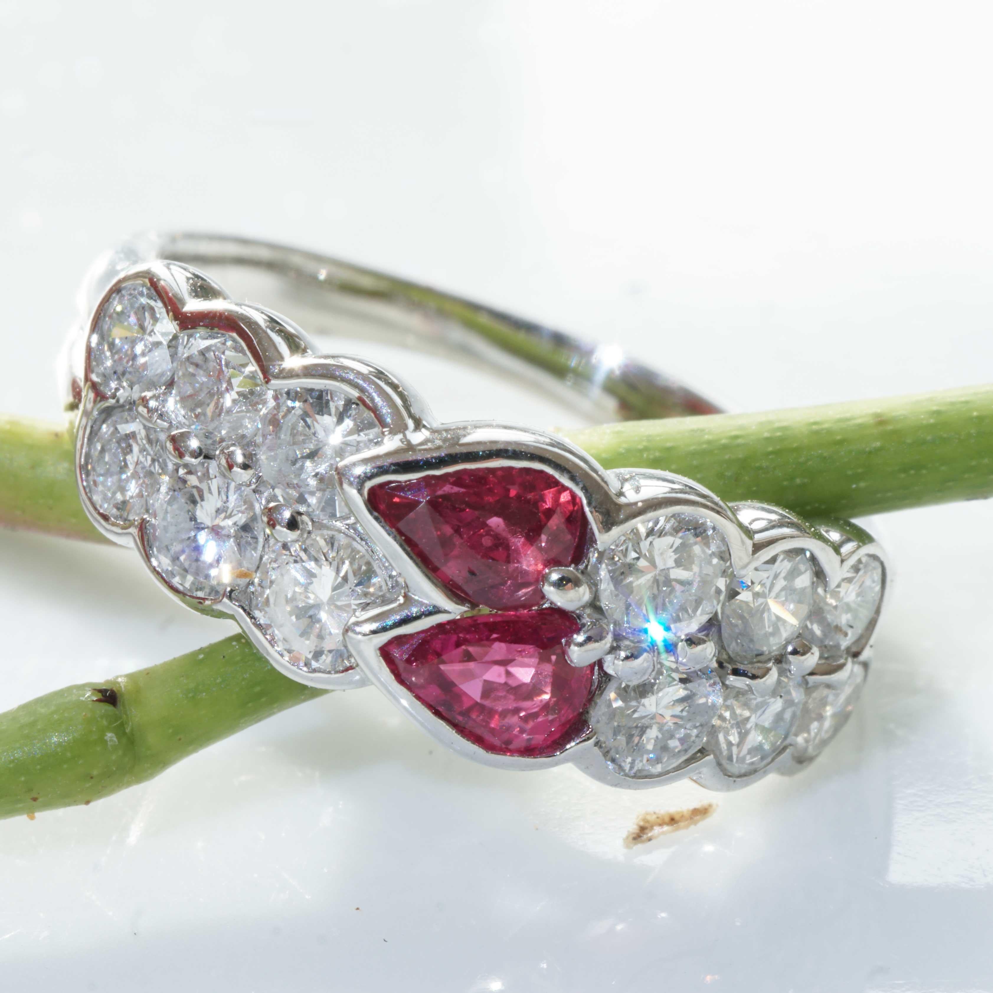 Ruby Diamond Ring Platinum 0.72 ct 1.11 ct High Quality Gems and handcrafted For Sale 1
