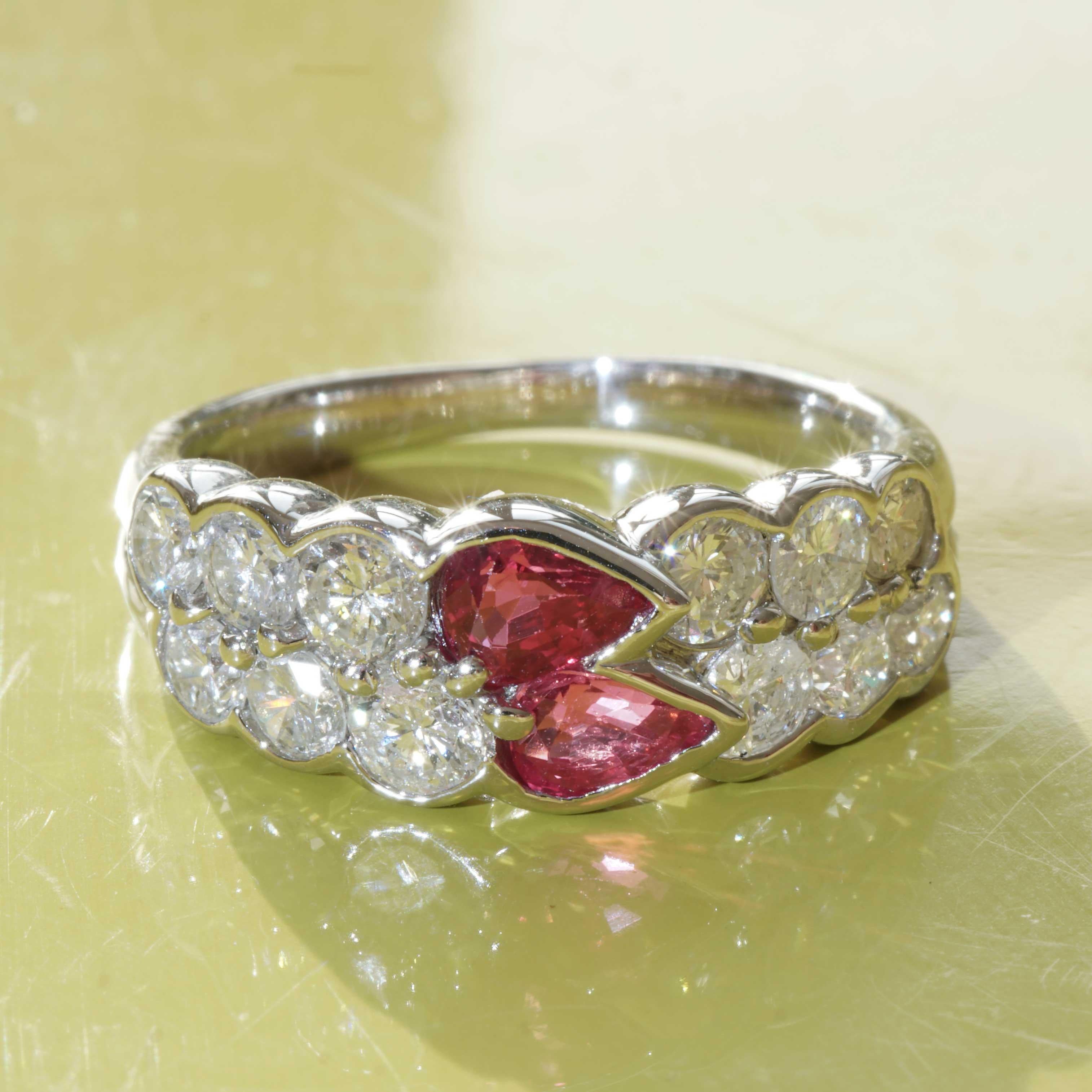 Ruby Diamond Ring Platinum 0.72 ct 1.11 ct High Quality Gems and handcrafted For Sale 2