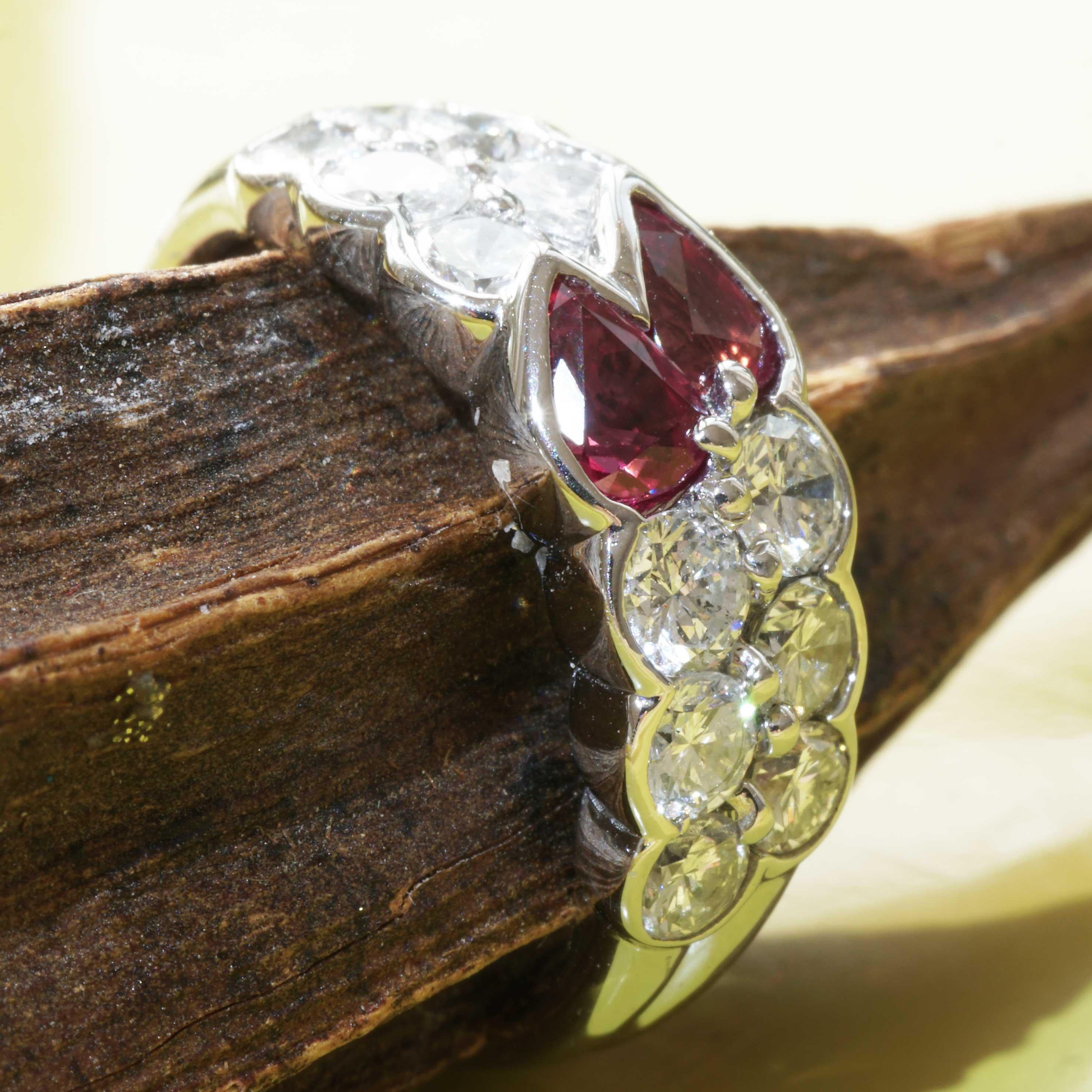 Ruby Diamond Ring Platinum 0.72 ct 1.11 ct High Quality Gems and handcrafted For Sale 3