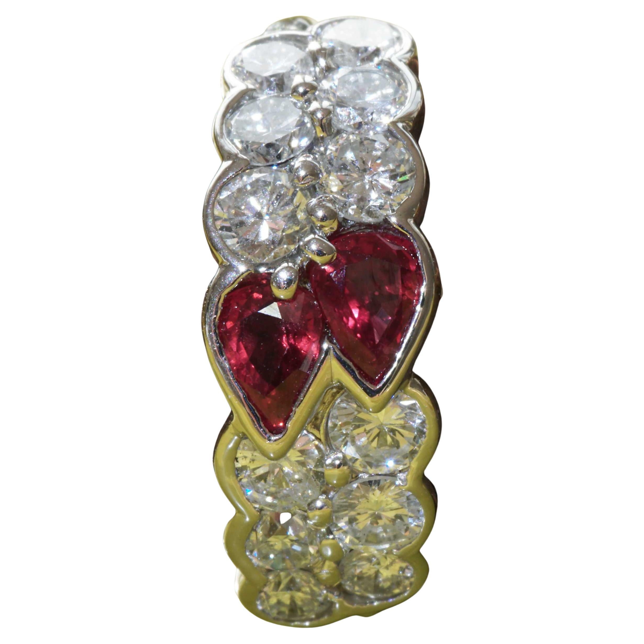 Ruby Diamond Ring Platinum 0.72 ct 1.11 ct High Quality Gems and handcrafted For Sale