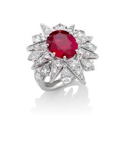 Ruby & Diamond Ring Set in 18K White Gold