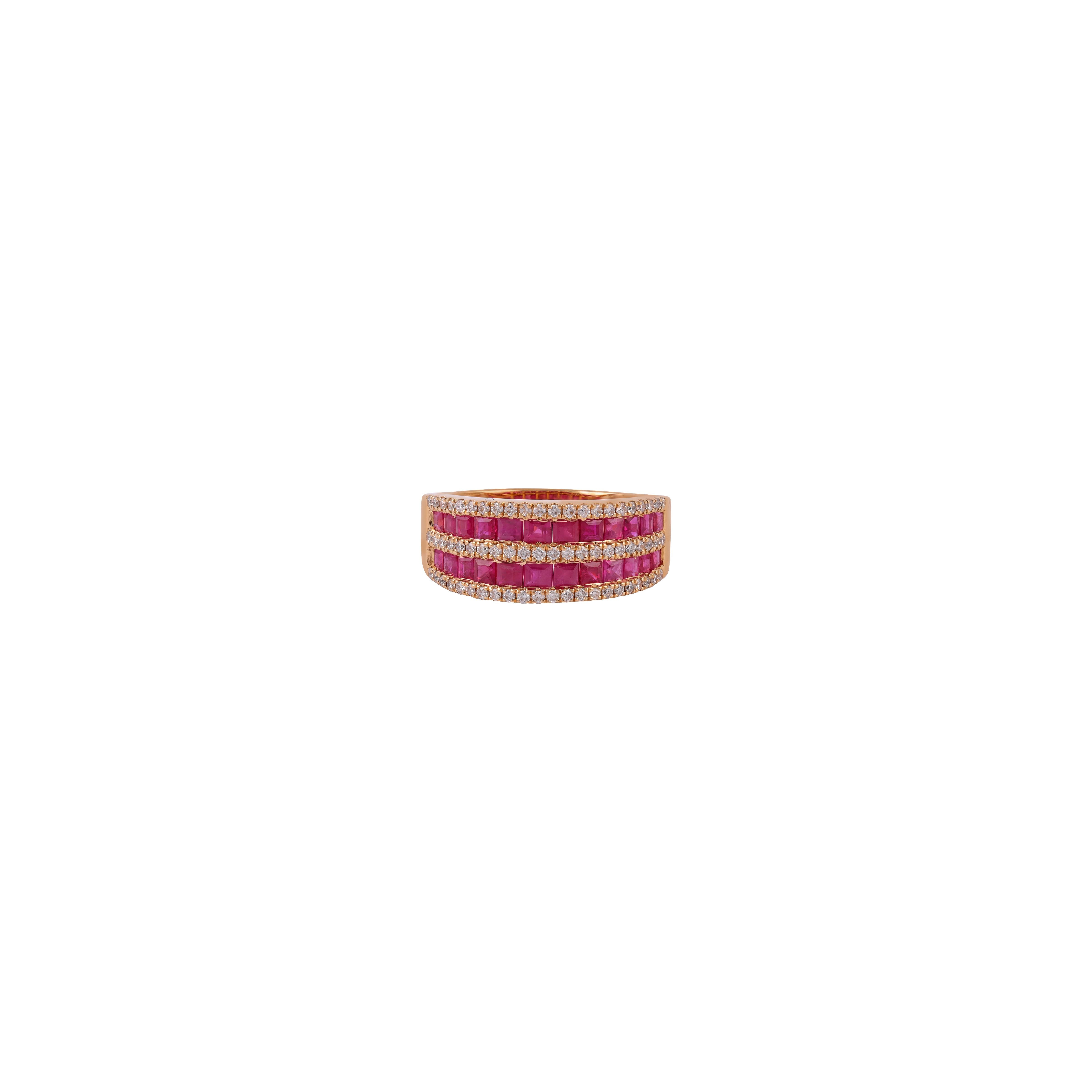 Its an elegant ring studded in 18k  gold with  Mozambique natural ruby weight 1.74 carat & Diamond 0.35 Carat , this entire ring studded in 18k gold weight 5.21 grams.
Ring Size : 6.5


 ring size can be change as per the requirement.

