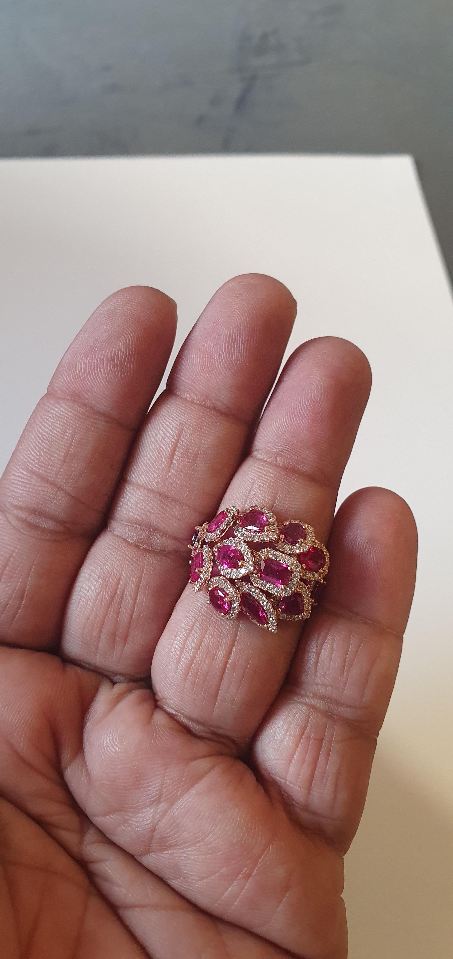 Women's Ruby & Diamond Ring Studded in 18K Rose Gold For Sale