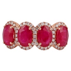 Rubin- und Diamantring mit Nieten aus 18 Karat Roségold