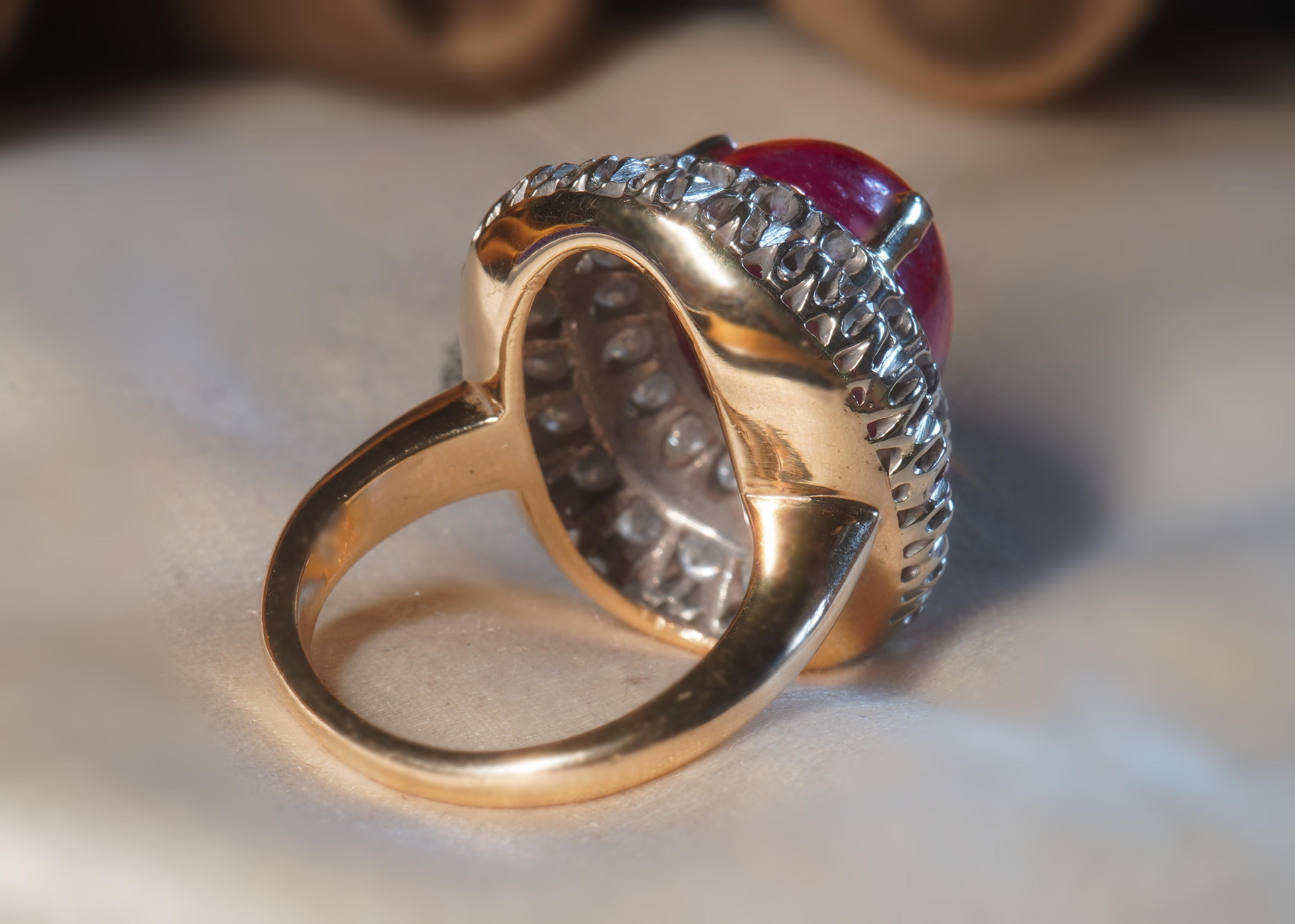 Ruby Diamond Ring Vintage 14K GIA Unheated Certified VS Natural Huge 14.88 CTS In Good Condition In Sylvania, GA