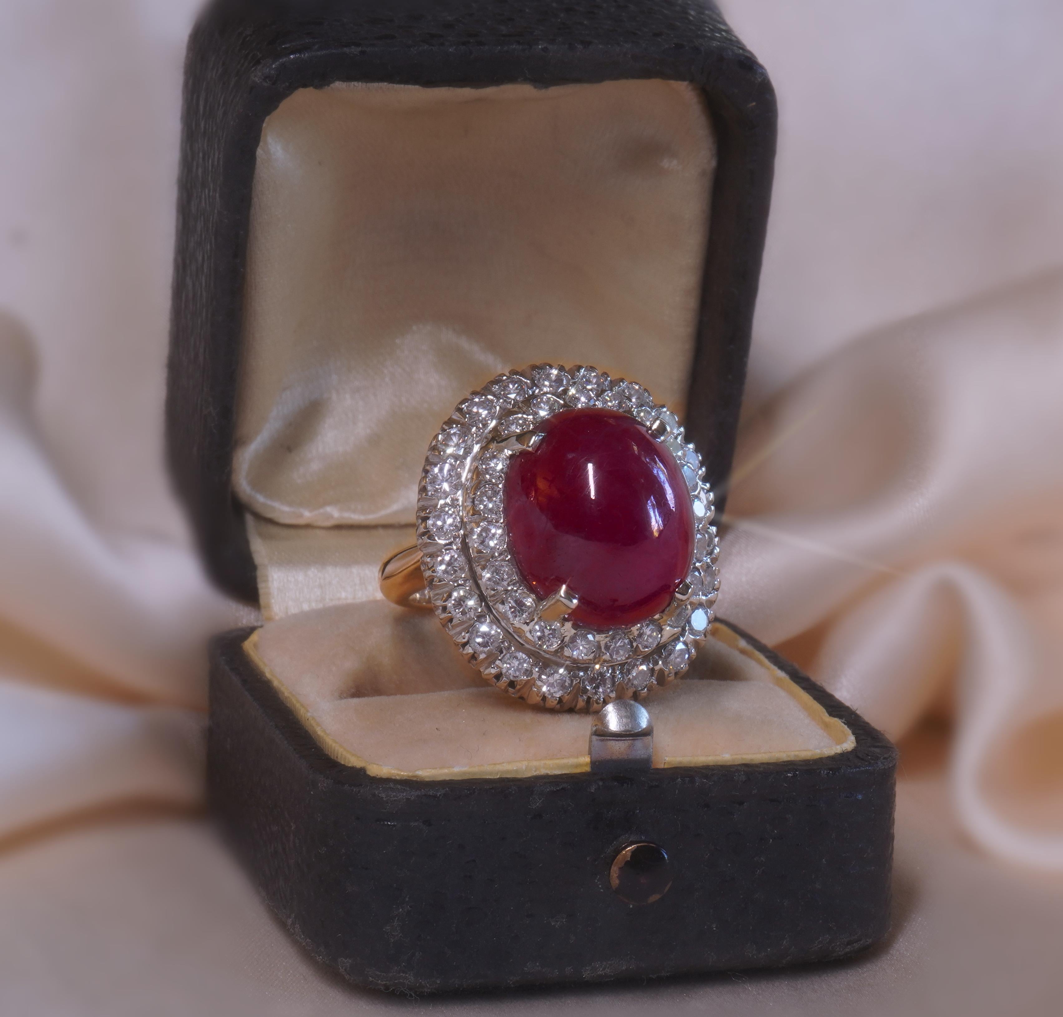 Ruby Diamond Ring Vintage 14K GIA Unheated Certified VS Natural Huge 14.88 CTS 2