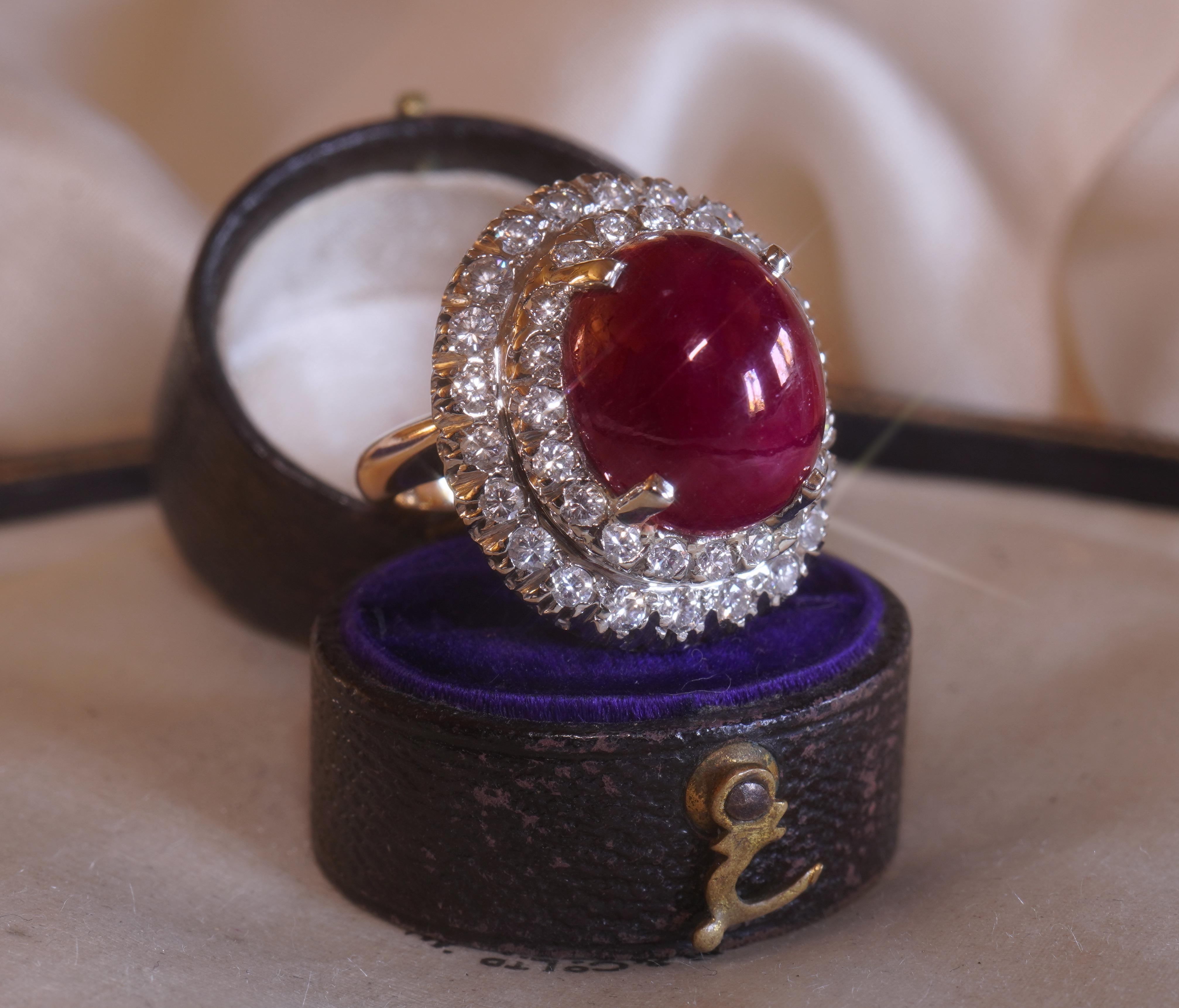 Ruby Diamond Ring Vintage 14K GIA Unheated Certified VS Natural Huge 14.88 CTS 3