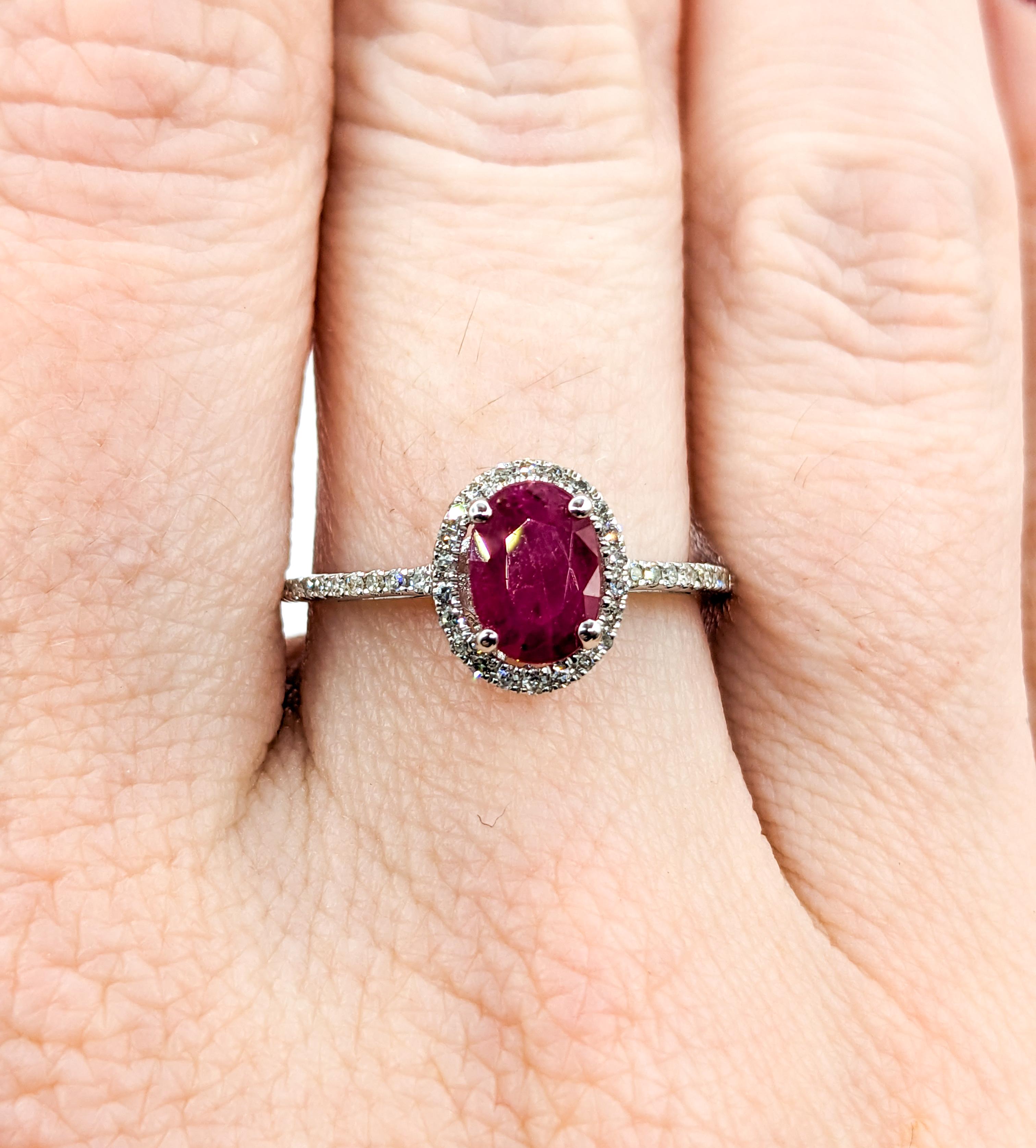 Ruby & Diamond Ring White Gold For Sale 5