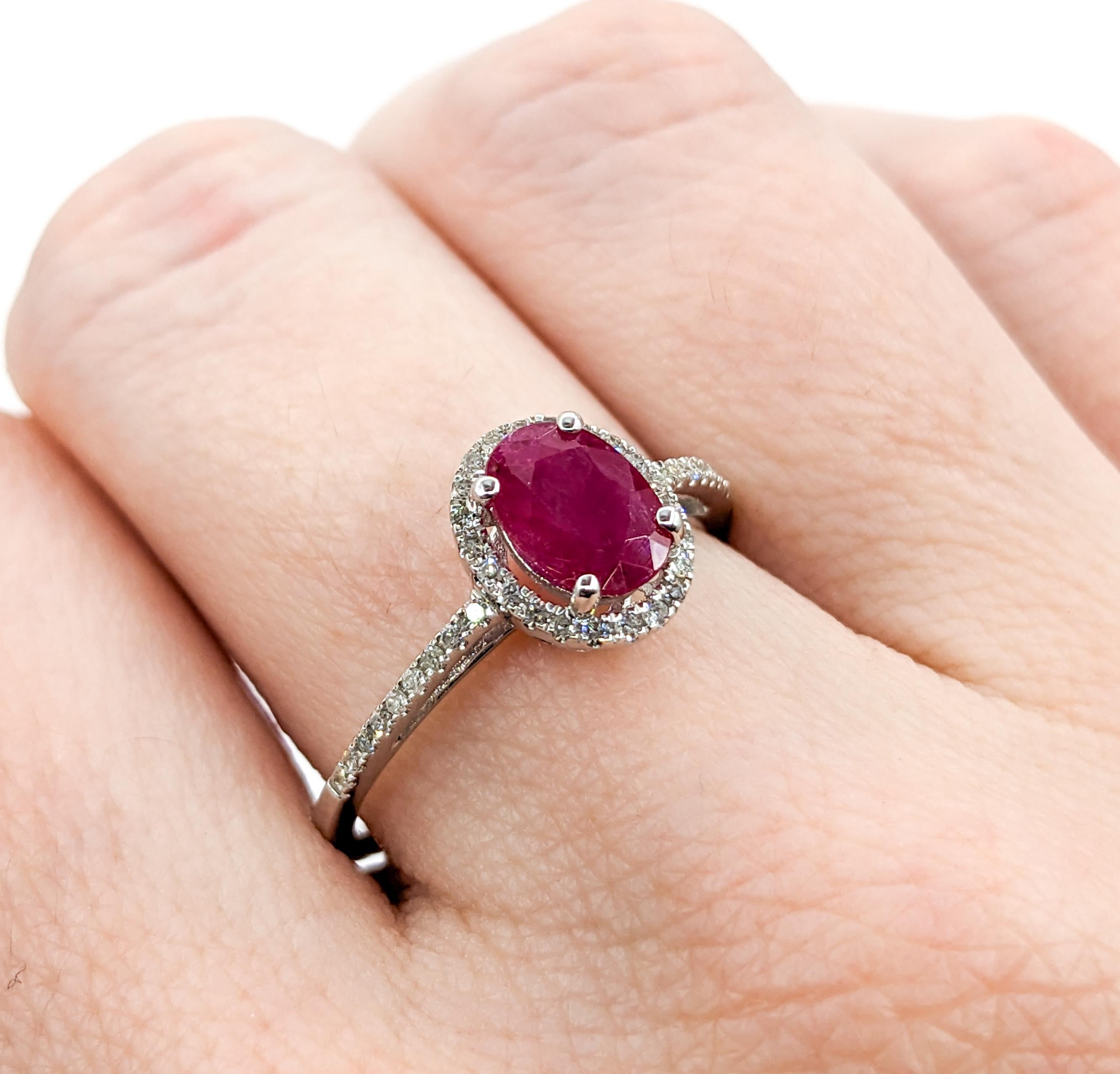 Ruby & Diamond Ring White Gold For Sale 6