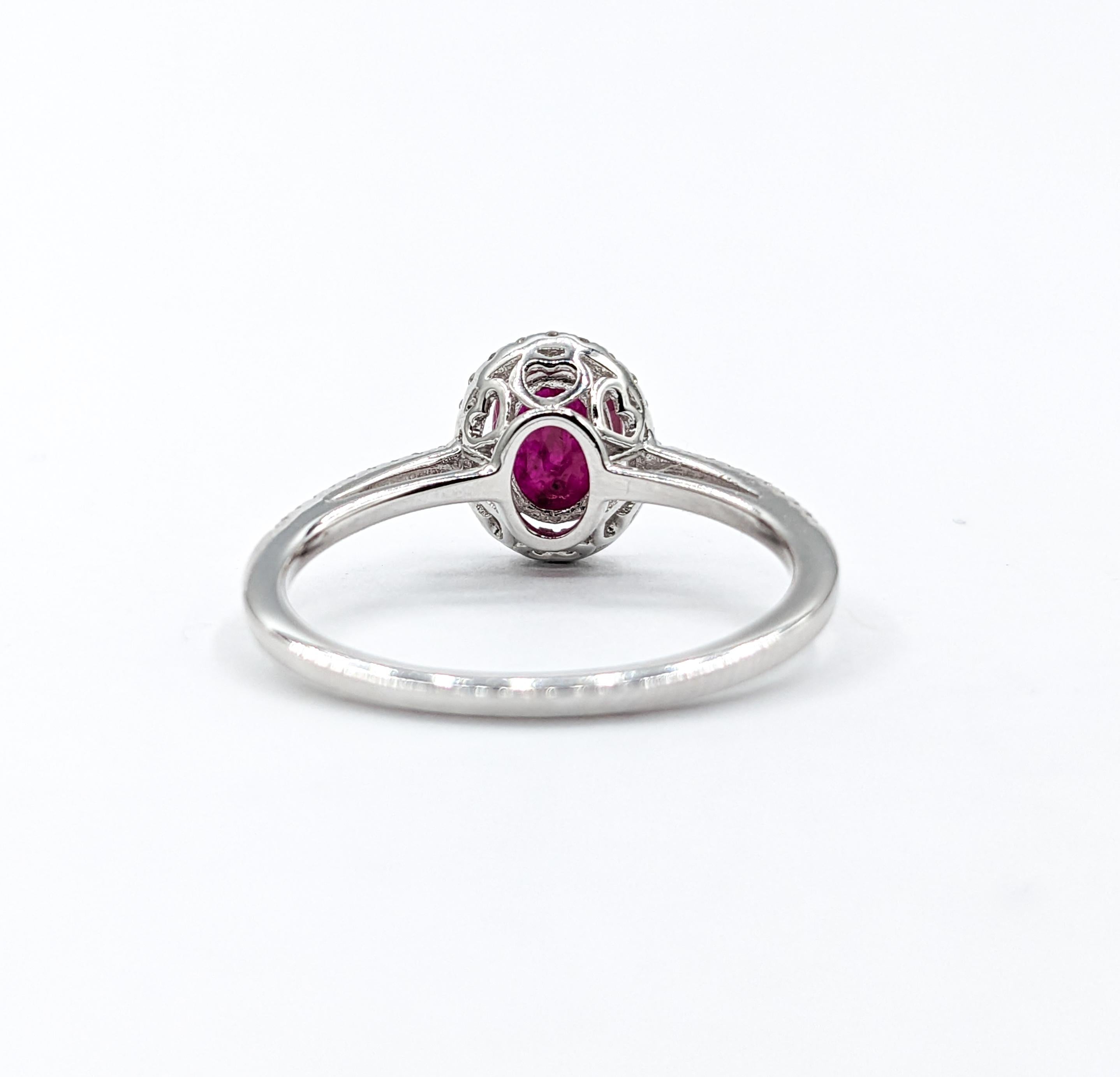 Round Cut Ruby & Diamond Ring White Gold For Sale