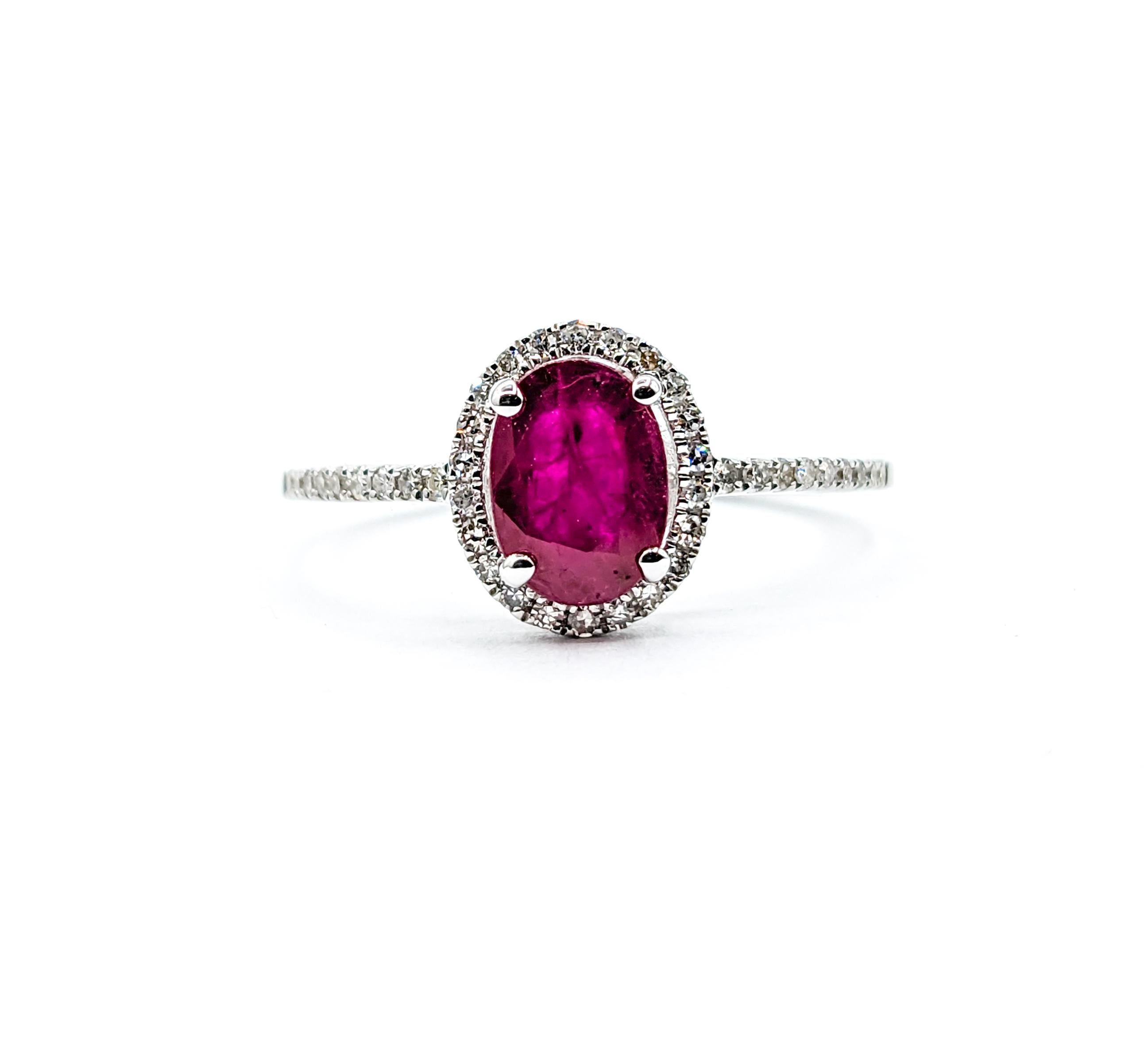 Ruby & Diamond Ring White Gold For Sale 2