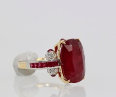 Ruby Diamond Ring with Deco Mount 14 Karat