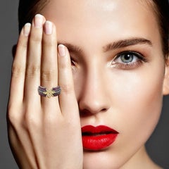 Ruby & Diamond Ring With Center Housefly Figure Made In 18k Yellow Gold