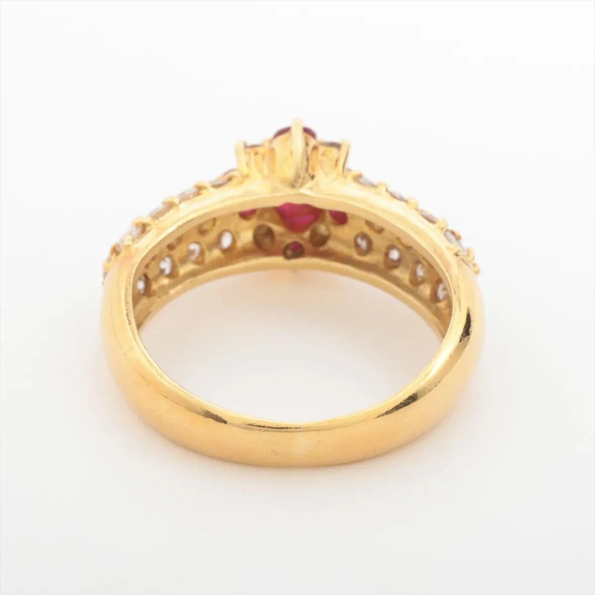 Round Cut Ruby Diamond Ring Yellow Gold For Sale