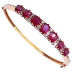Ruby Diamond Rose Gold 18 Carat Oval Hinged Bangle