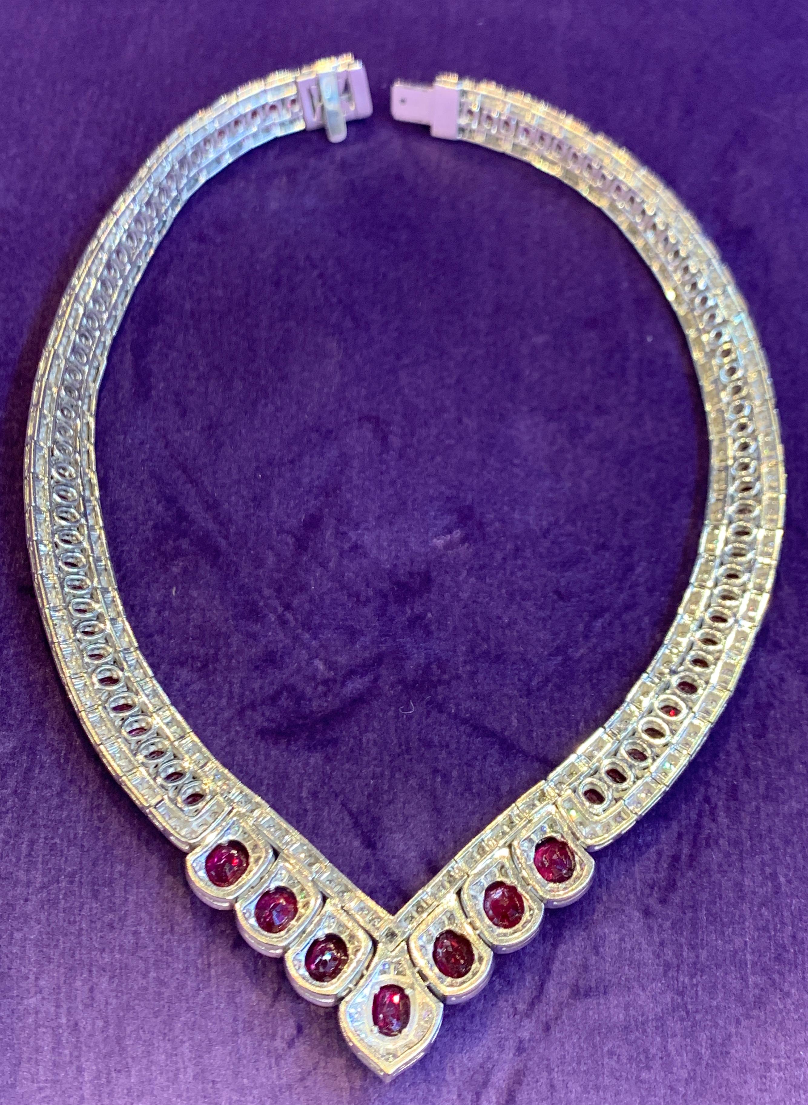 Women's Certified Ruby and Diamond Shaped Necklace For Sale