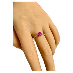 Ruby & Diamond Solitaire Ring, Gemstone Stackable Ring with Natural Ruby