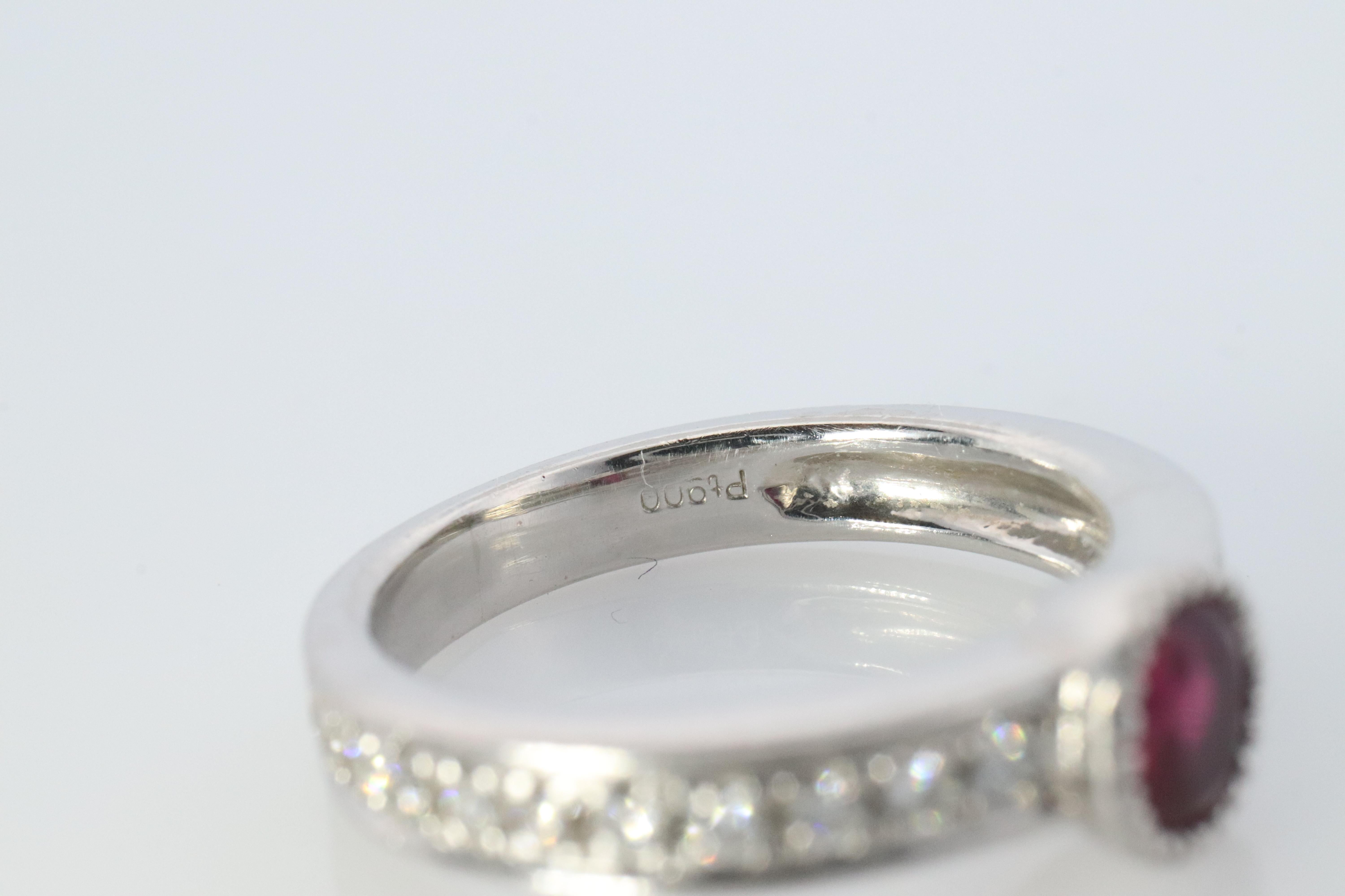 Ruby Diamond Solitaire ring. Platinum PT900 Genuine Ruby Diamond Eternity band. For Sale 2