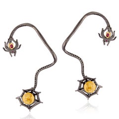 Ruby Diamond Spider Ear Cuff Earrings