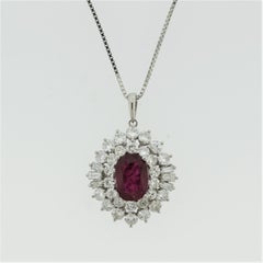 Ruby Diamond Spray Platinum Sunburst Pendant