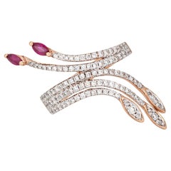 Ruby Diamond Spray Ring Sz 6 Cocktail Band 9k Rose Gold Fine Jewelry