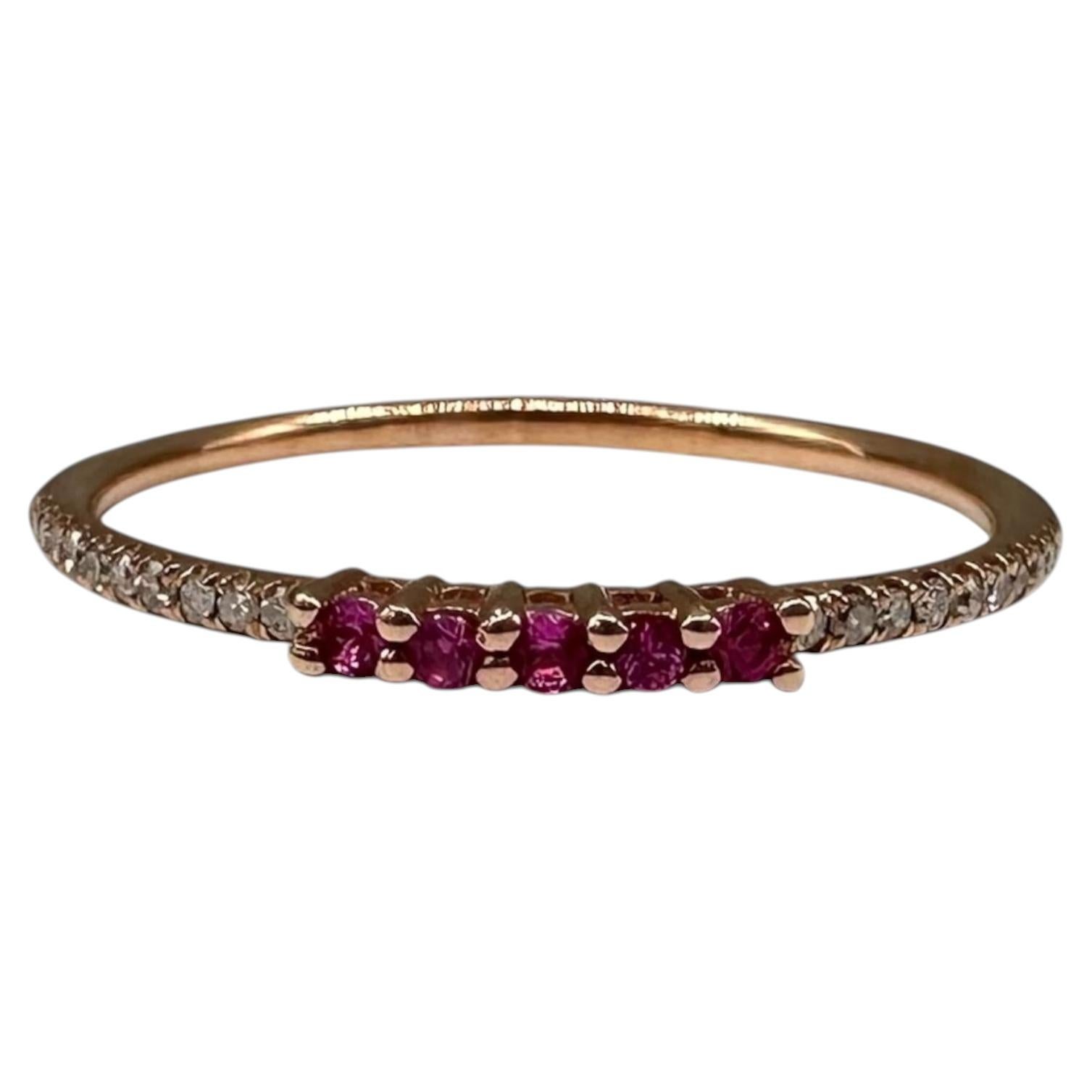 Ruby Diamond Stackable Band 14K Rose Gold 0.14ctw Size 6.5