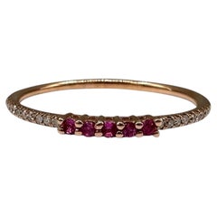 Ruby Diamond Stackable Band 14K Rose Gold 0.14ctw Size 6.5