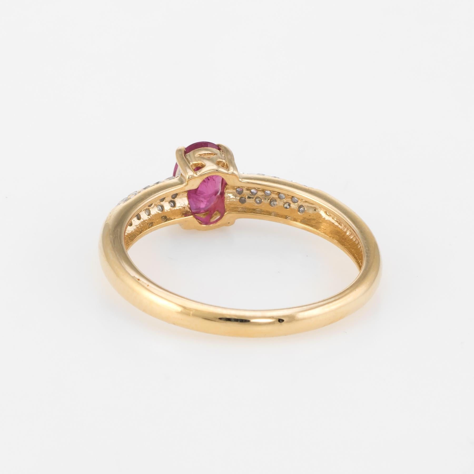Women's or Men's Ruby Diamond Stacking Ring Vintage 14 Karat Yellow Gold Estate Fine Jewelry