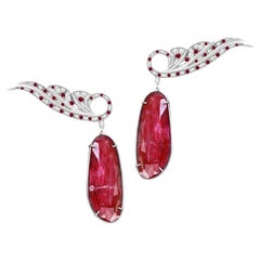 Ruby & Diamond Statement Earrings, Wings of Love Earrings