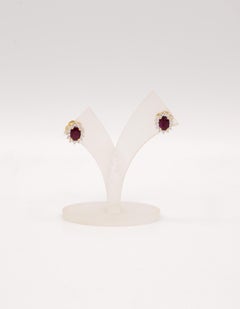 Ruby diamond stud earring 18 k