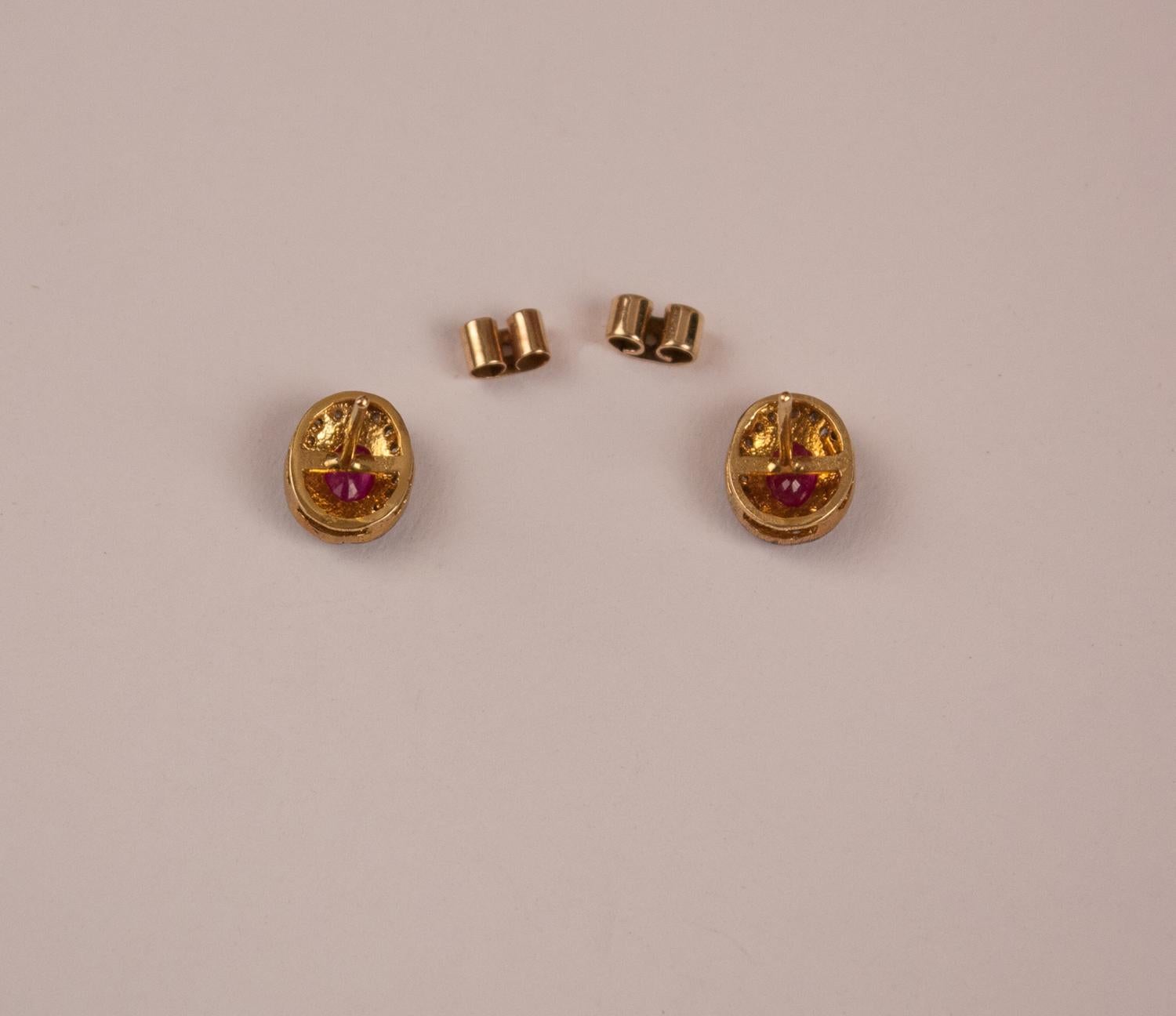 Ruby Diamond Stud Earrings For Sale 2