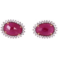 Ruby Diamond Stud Earrings